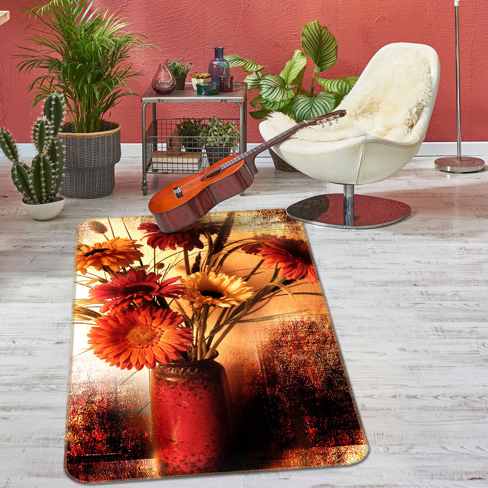 3D Flower Vase 33207 Non Slip Rug Mat