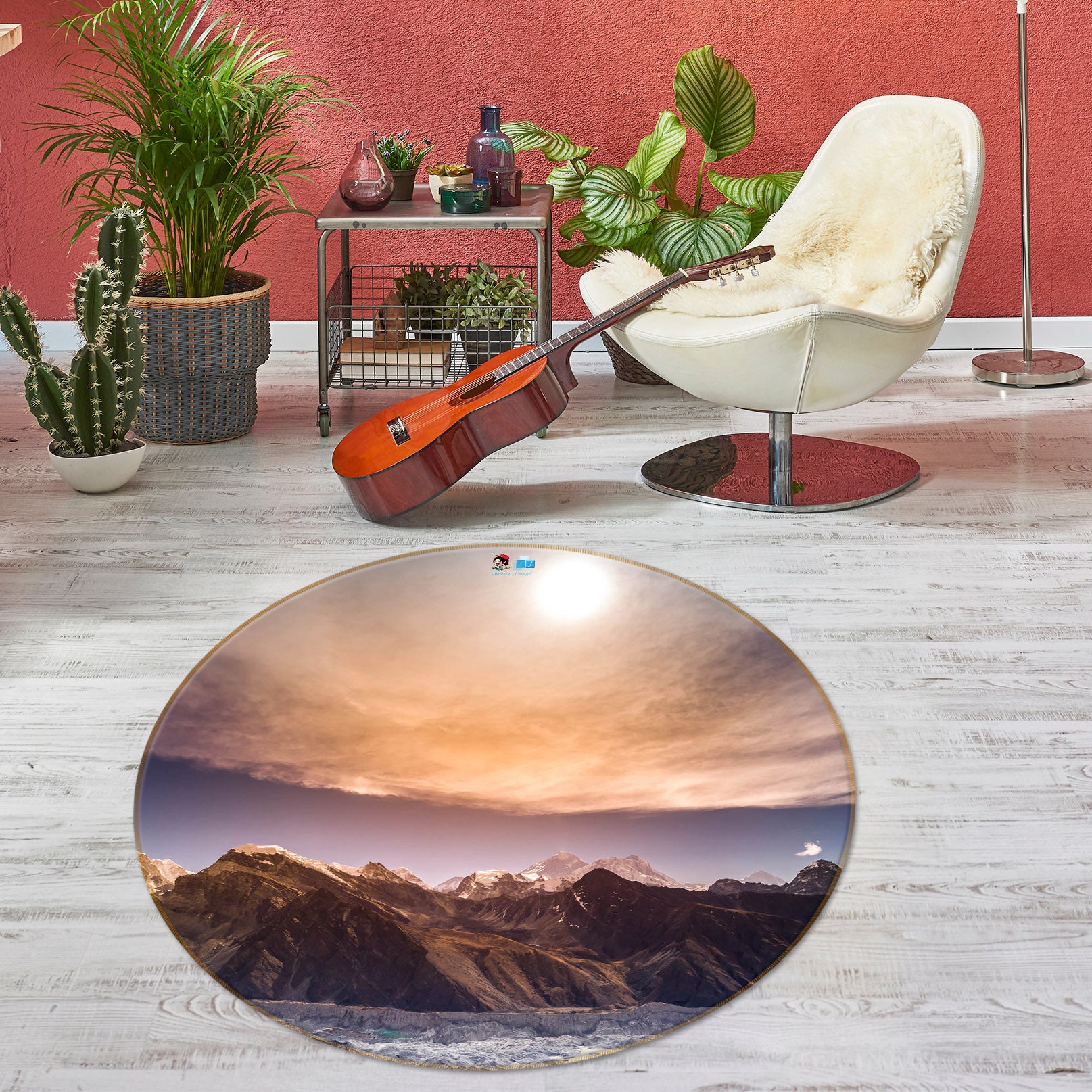 3D Mountains 75104 Round Non Slip Rug Mat