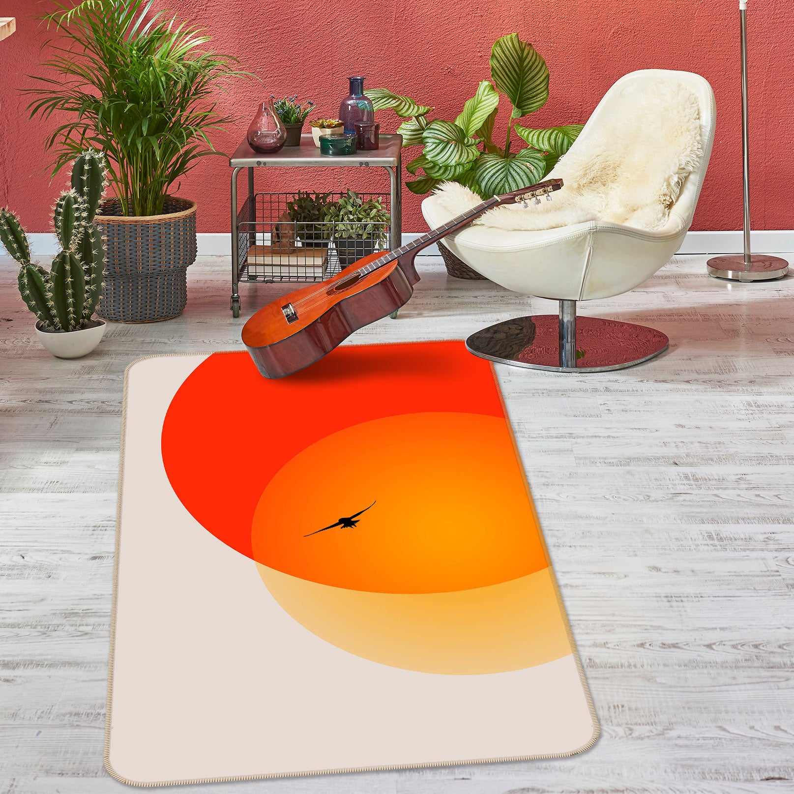 3D Red Sun 1051 Boris Draschoff Rug Non Slip Rug Mat