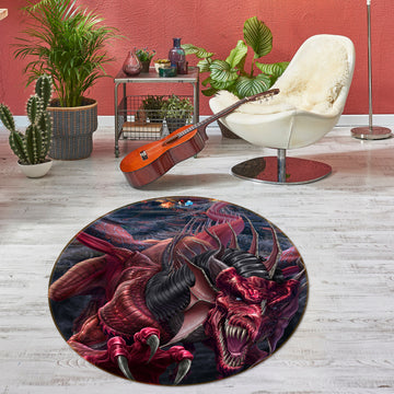 3D Red Dragon 4169 Tom Wood Rug Round Non Slip Rug Mat