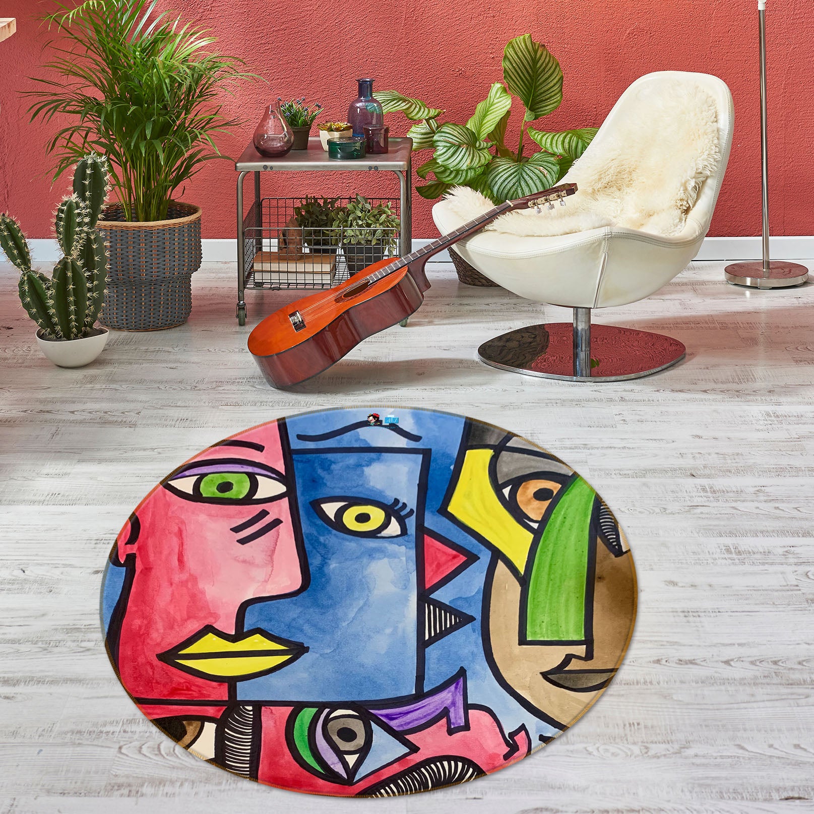 3D Abstract Caricature 8238 Jacqueline Reynoso Rug Round Non Slip Rug Mat