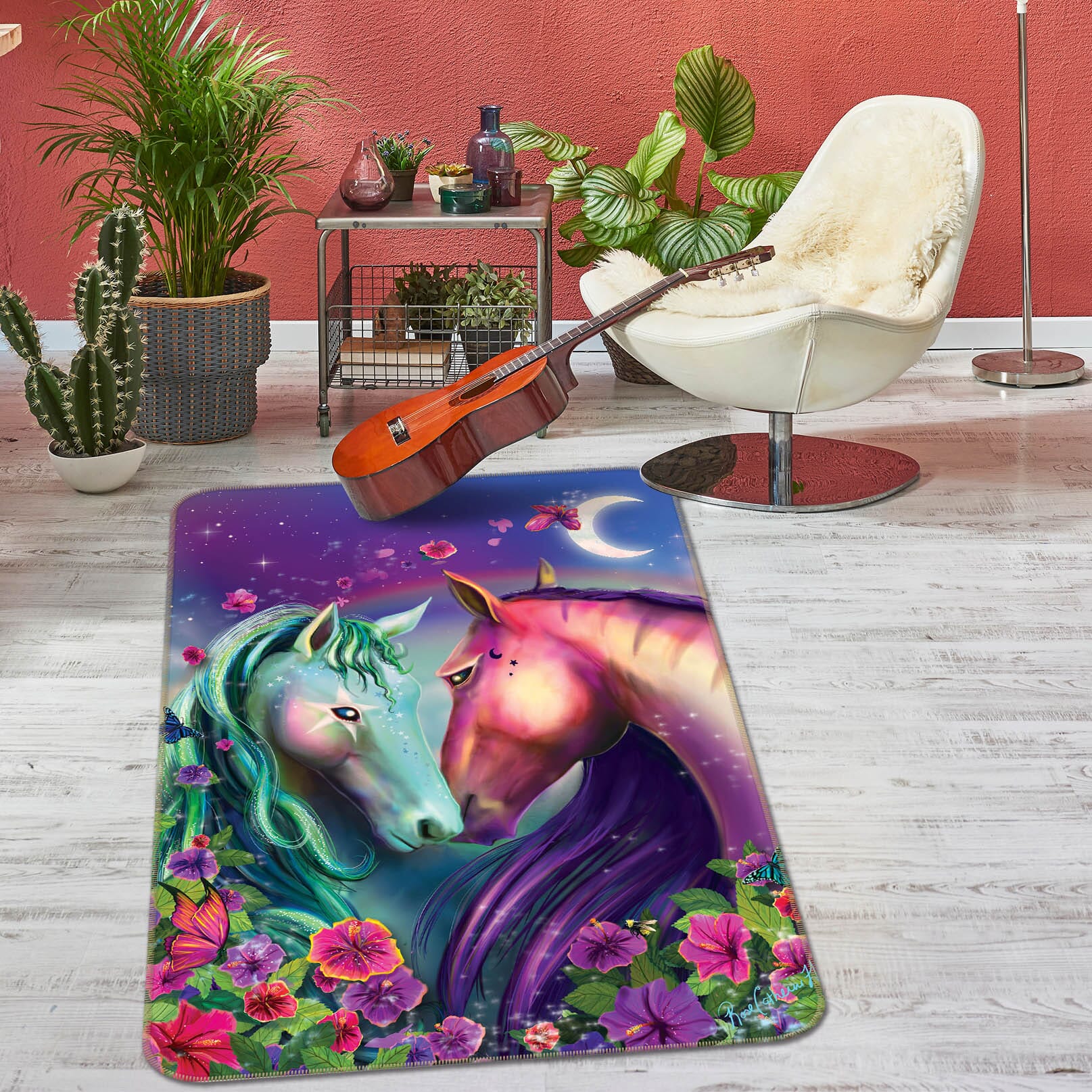 3D Moonlight Unicorn 3038 Rose Catherine Khan Rug Non Slip Rug Mat Mat AJ Creativity Home 