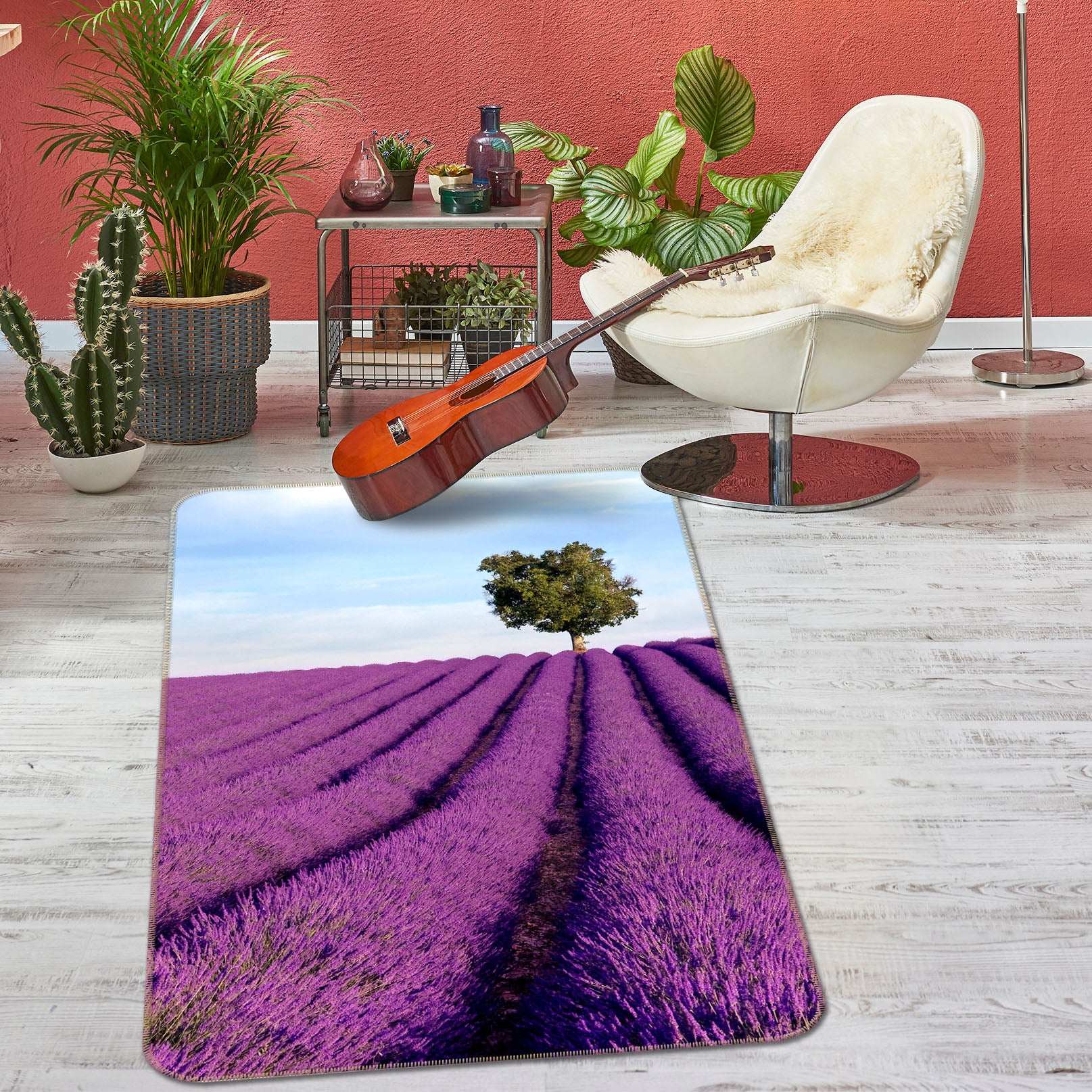 3D Lavender Flowers 32229 Non Slip Rug Mat
