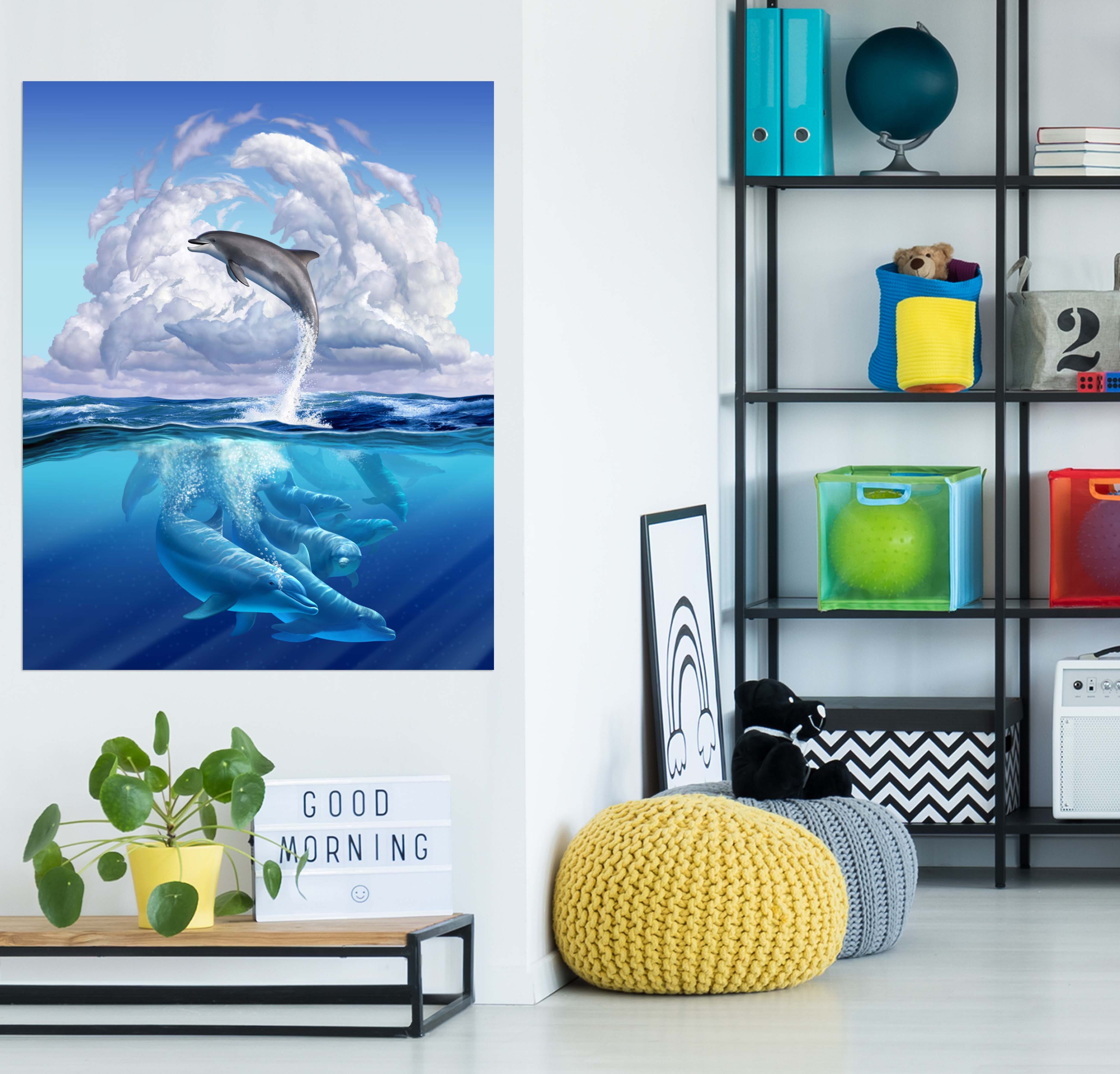 3D Dolphin Play 032 Jerry LoFaro Wall Sticker Wallpaper AJ Wallpaper 2 