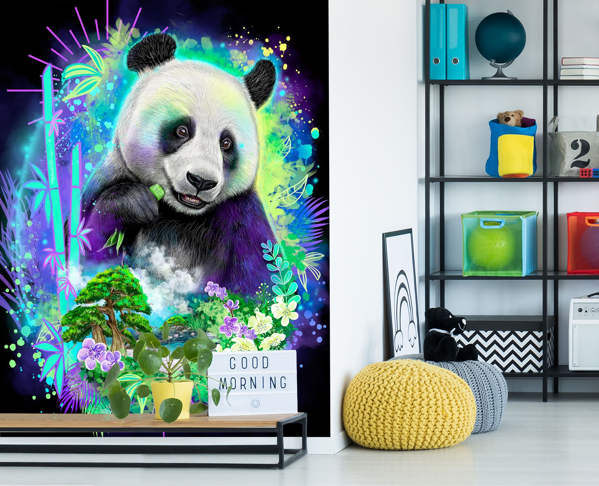 3D Petal Panda 8447 Sheena Pike Wall Mural Wall Murals