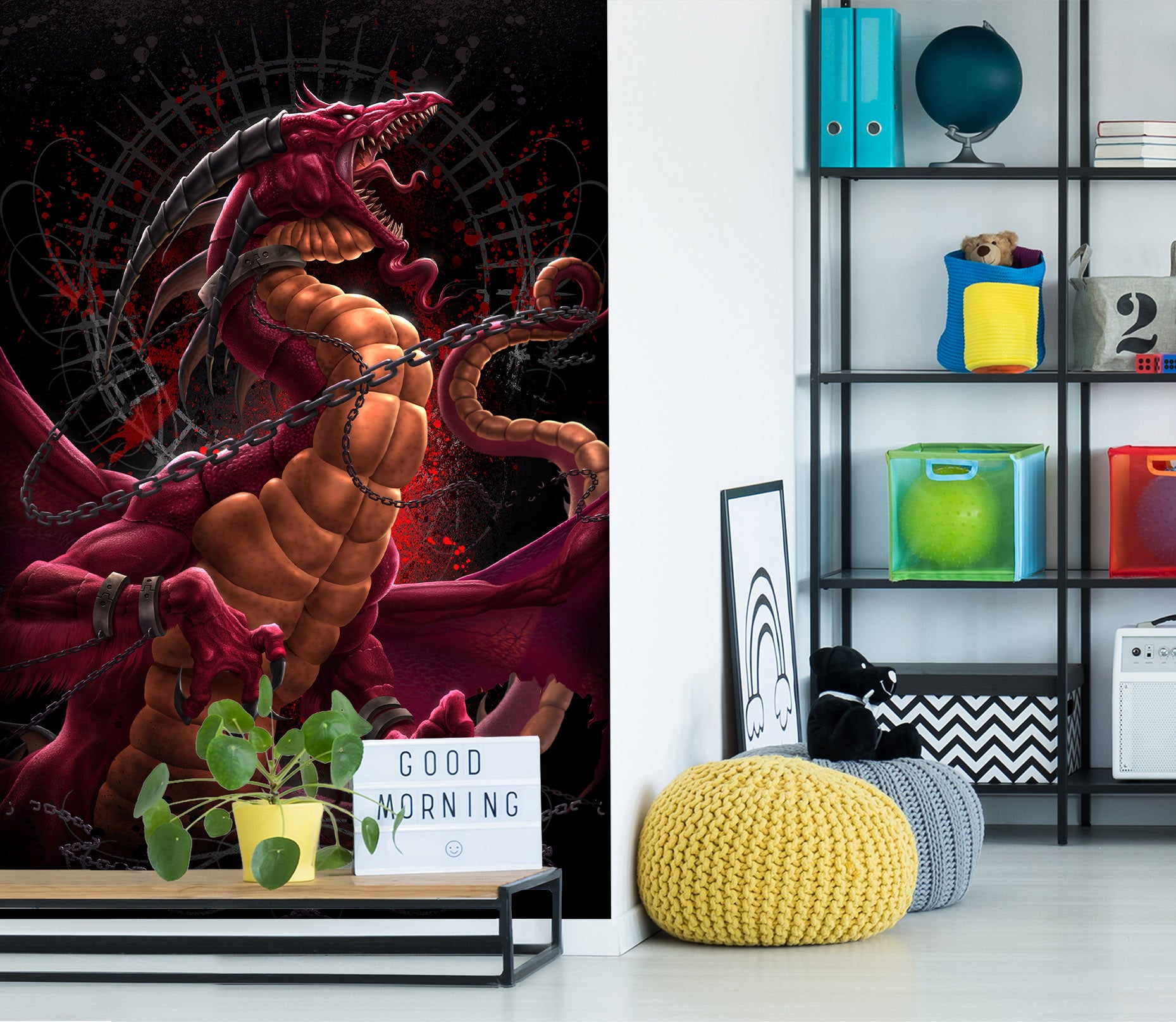 3D Red Dragon Chain 5041 Tom Wood Wall Mural Wall Murals