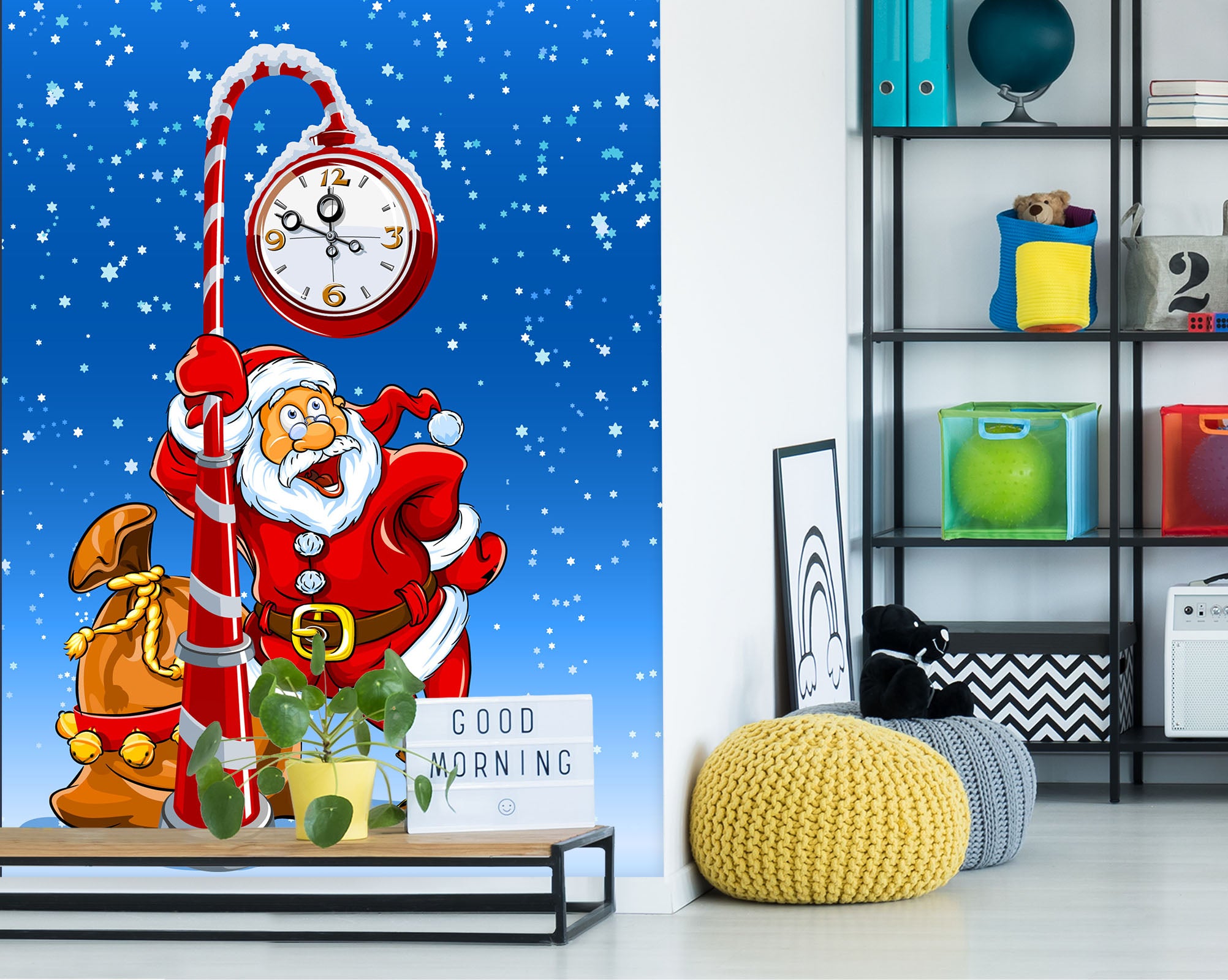 3D Clock Santa 58102 Wall Murals
