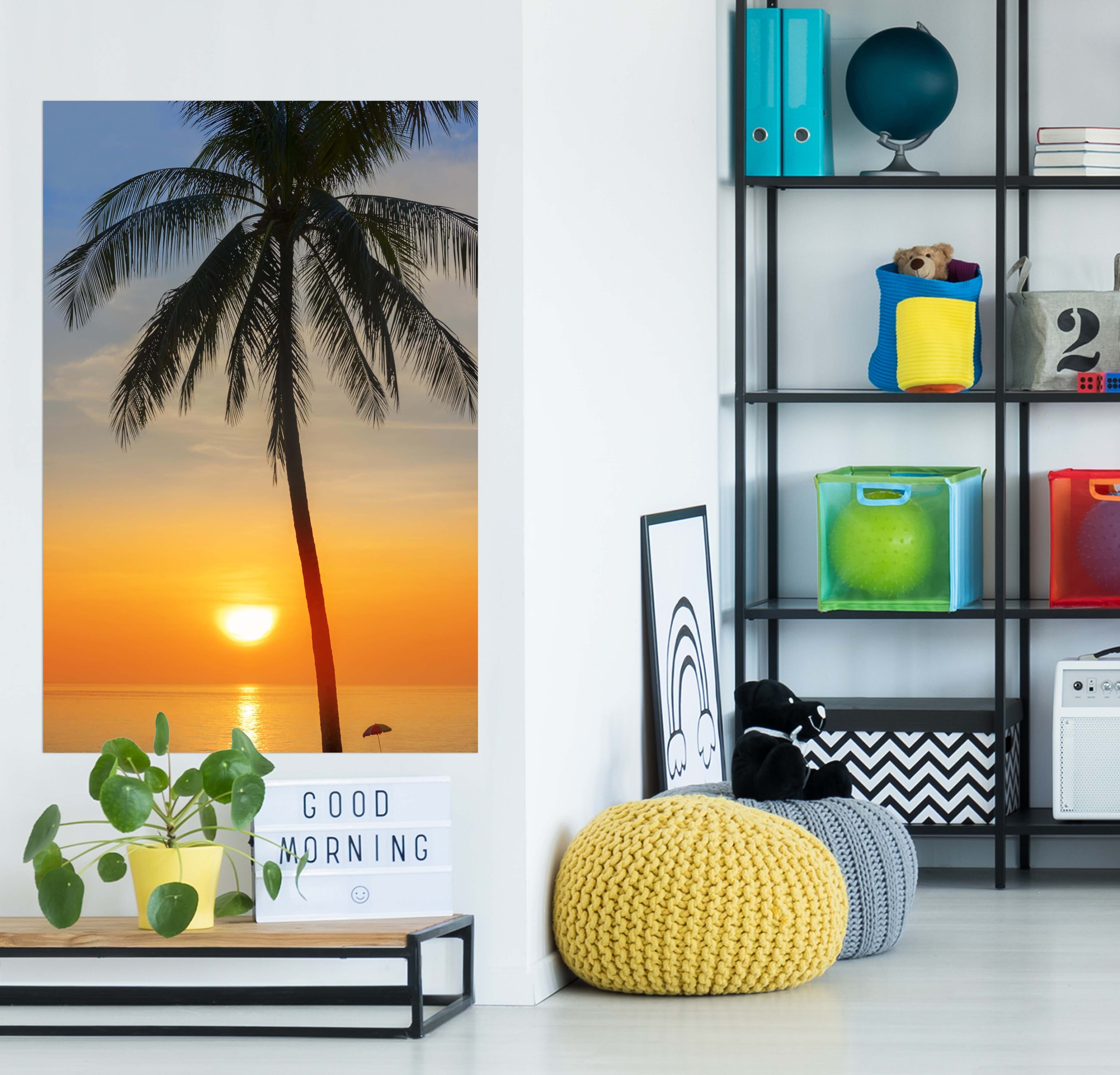 3D Sunset Coconut Tree 227 Marco Carmassi Wall Sticker Wallpaper AJ Wallpaper 2 