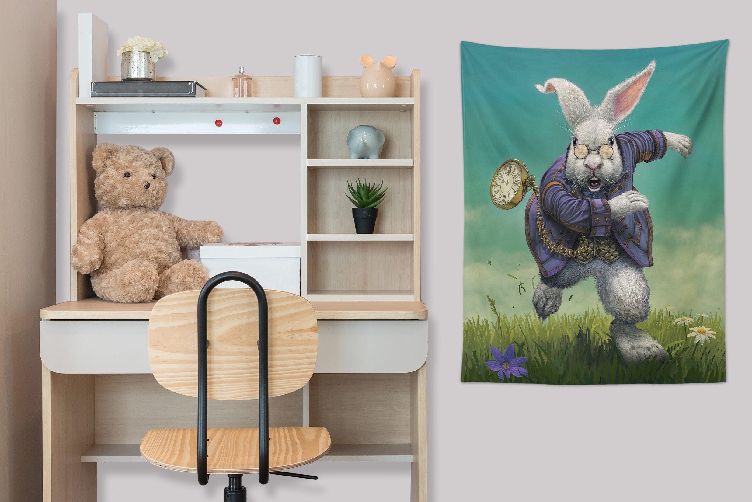 3D Pocket Watch Rabbit 11752 Vincent Tapestry Hanging Cloth Hang