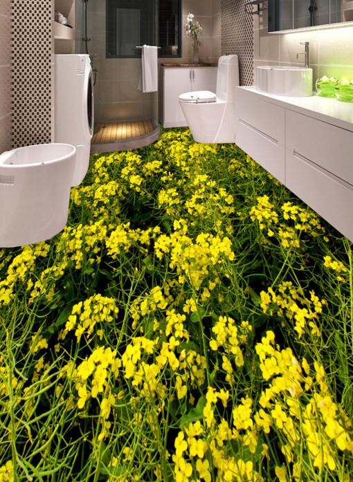 3D Rape Flowers Floor Mural Wallpaper AJ Wallpaper 2 