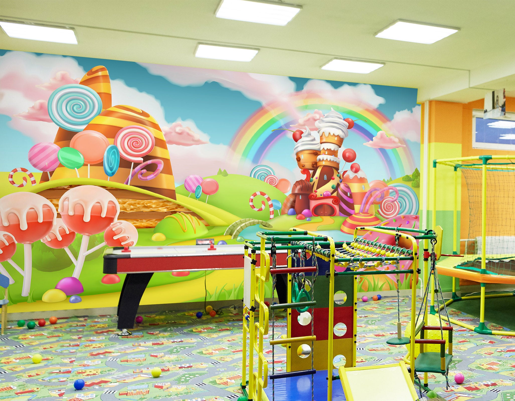 3D Cartoon Candy World Rainbow 1409 Indoor Play Centres Wall Murals