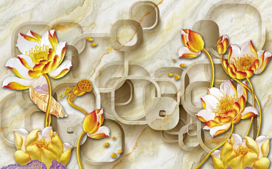 Golden Lotus Patterns Wallpaper AJ Wallpaper 2 