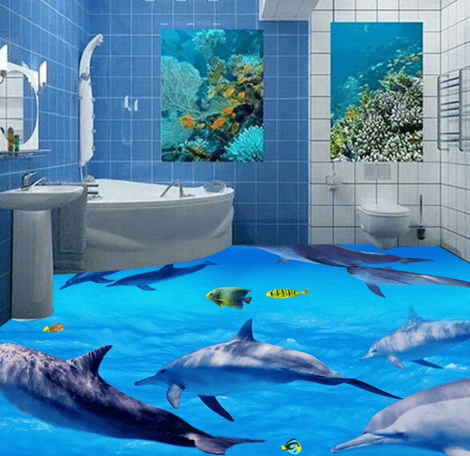 3D Group Of Dolphins 336 Floor Mural Wallpaper AJ Wallpaper 2 