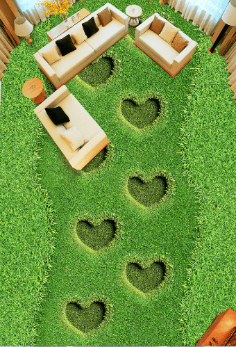 3D Grass Heart 380 Floor Mural Wallpaper AJ Wallpaper 2 