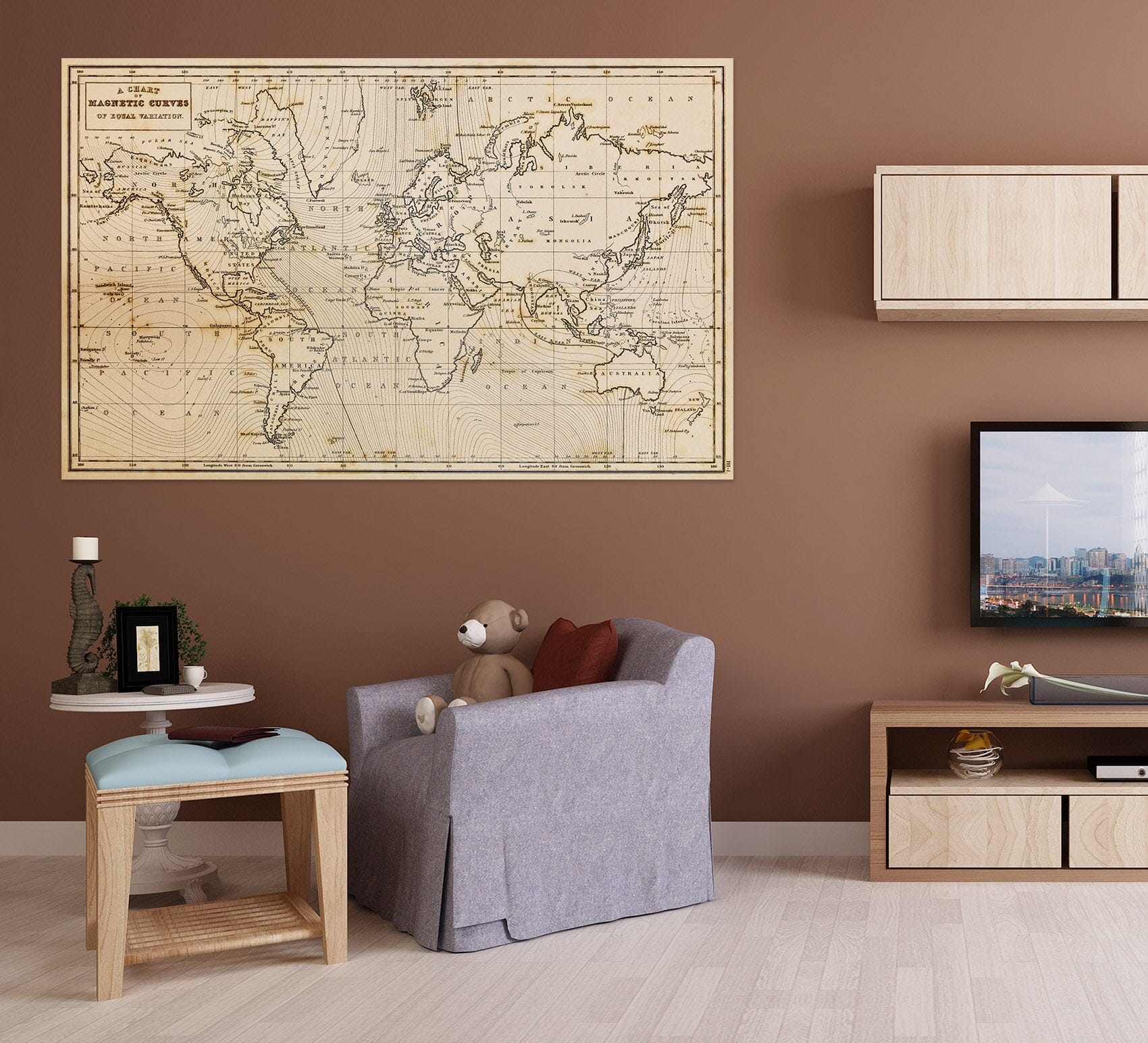 3D World Line 132 World Map Wall Sticker Wallpaper AJ Wallpaper 2 