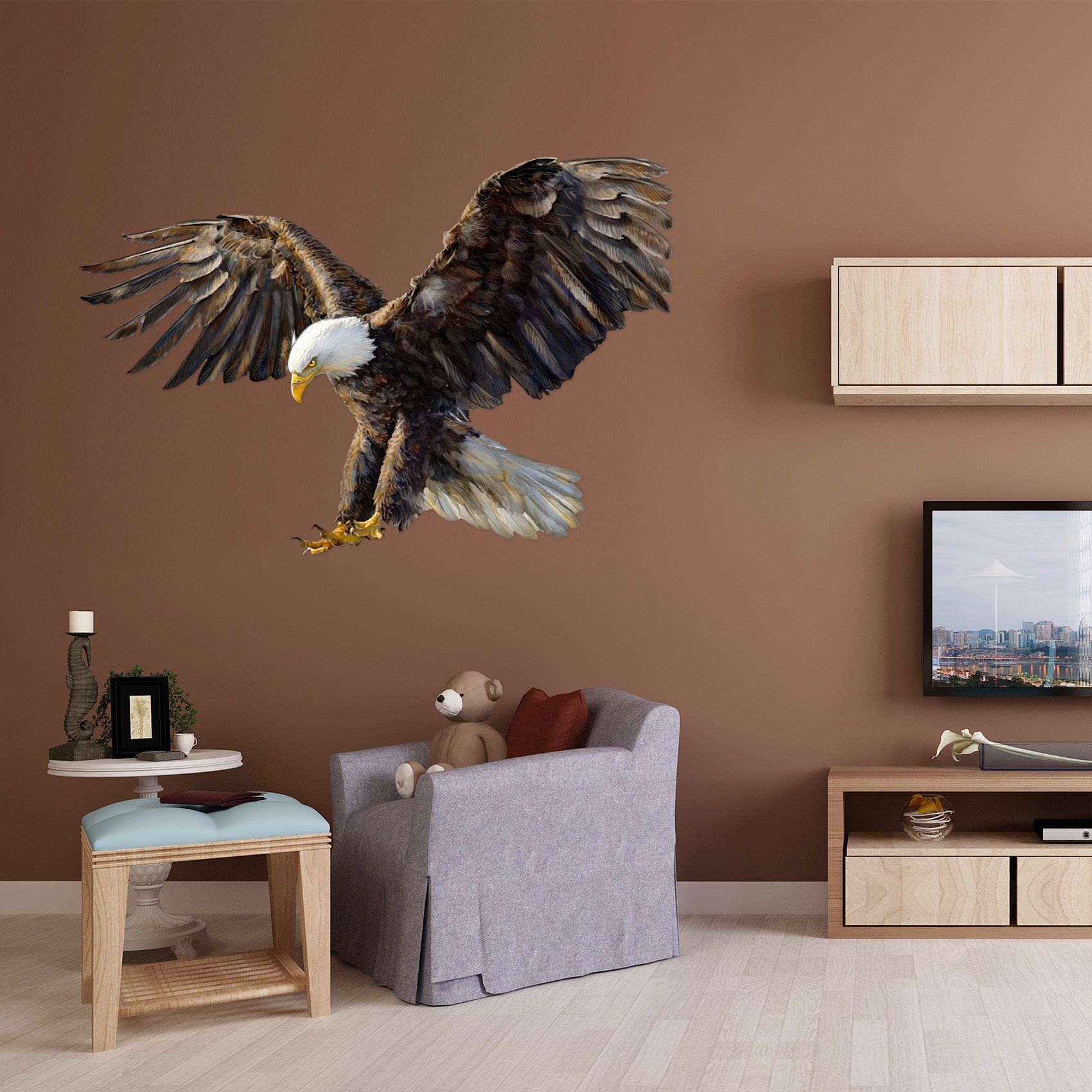 3D Eagle Spreading Wings 030 Animals Wall Stickers Wallpaper AJ Wallpaper 