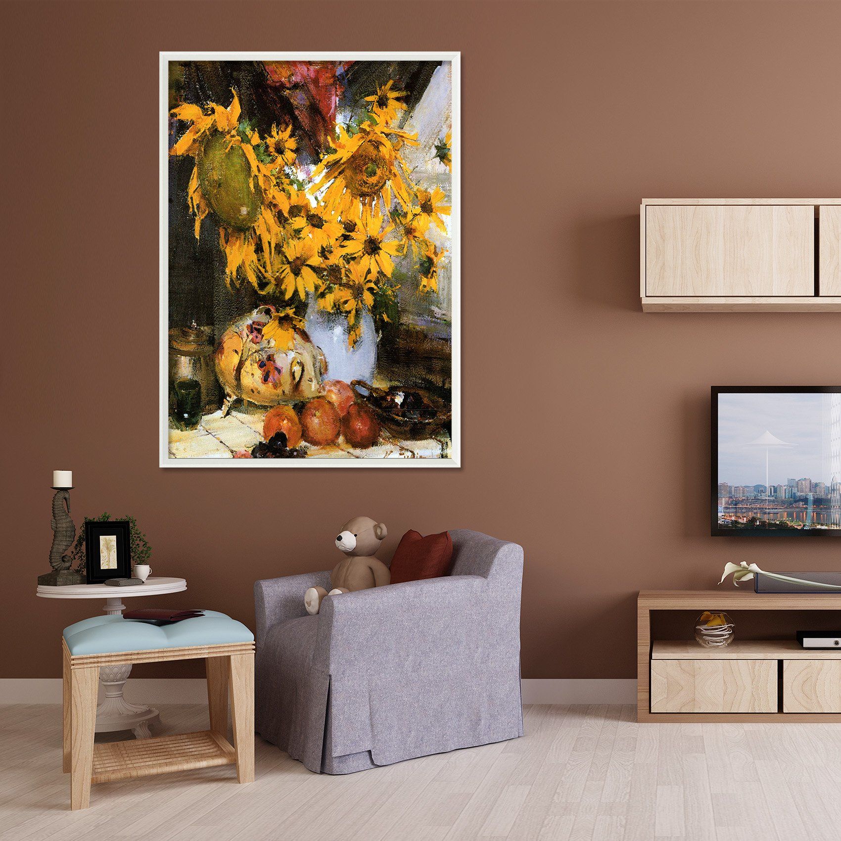 3D Painting Sunflower 139 Fake Framed Print Painting Wallpaper AJ Creativity Home 