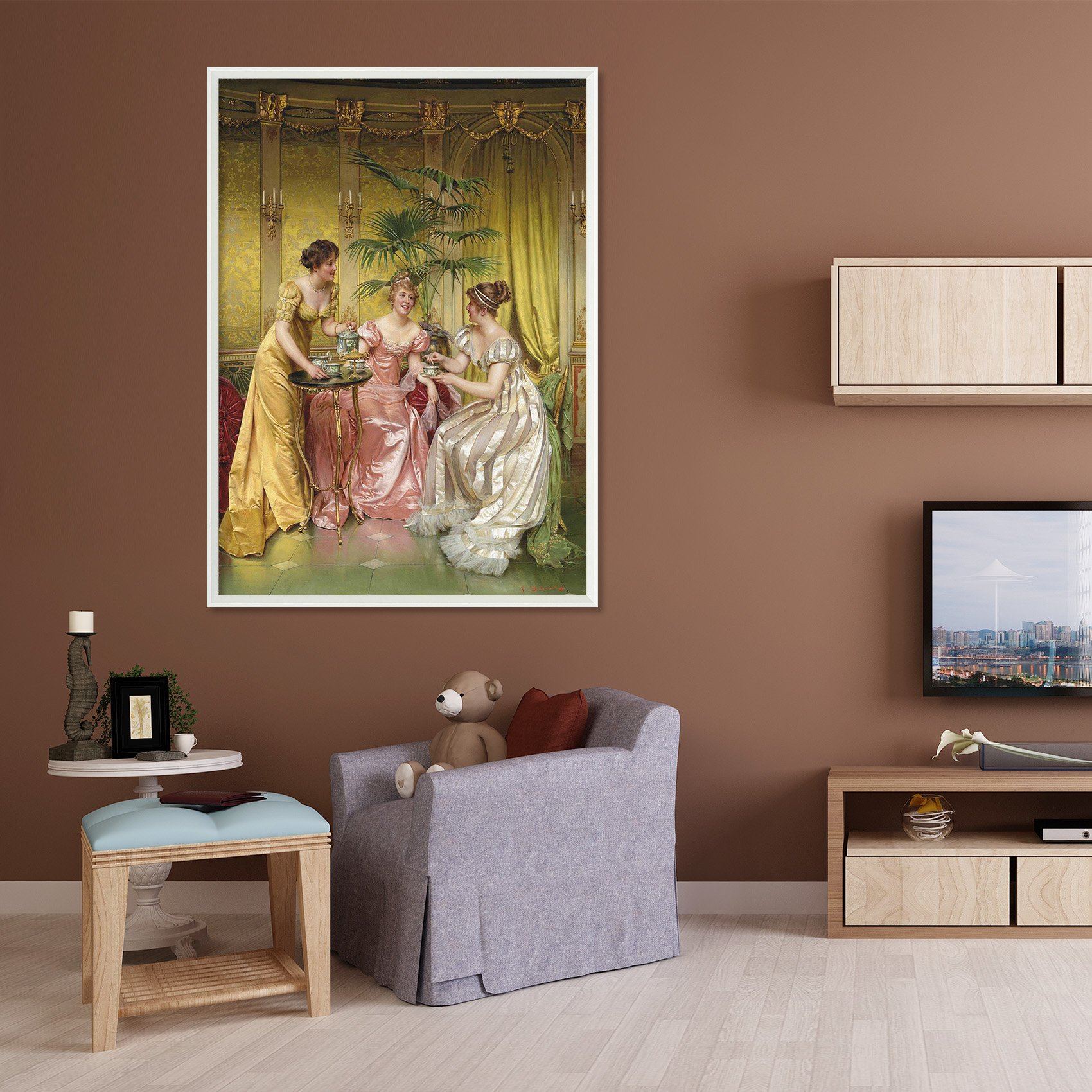 3D Afternoon Tea 149 Fake Framed Print Painting Wallpaper AJ Creativity Home 