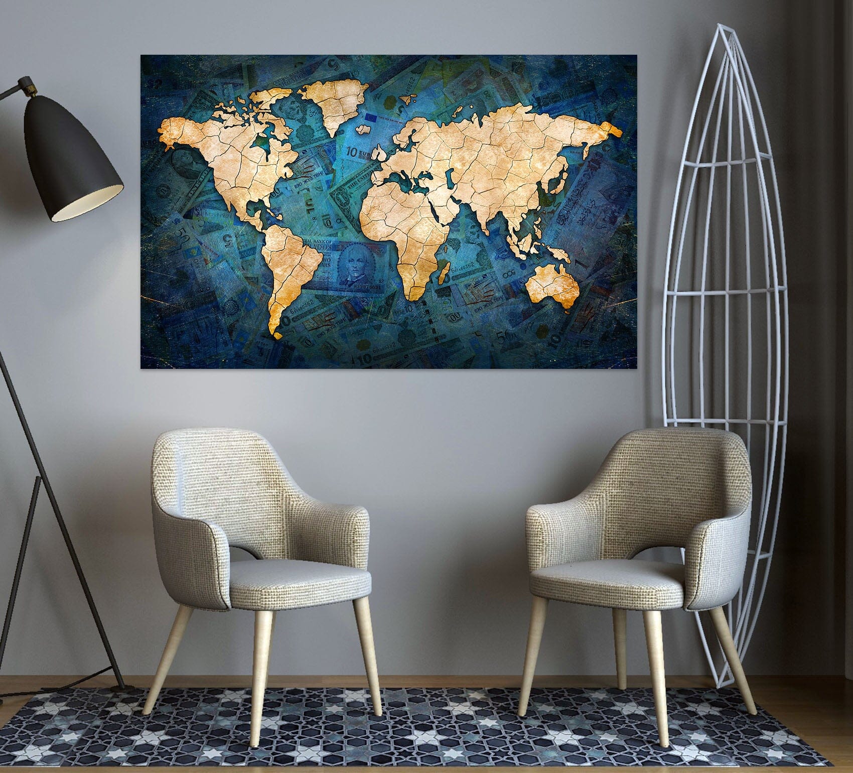 3D Golden Clouds 209 World Map Wall Sticker Wallpaper AJ Wallpaper 2 