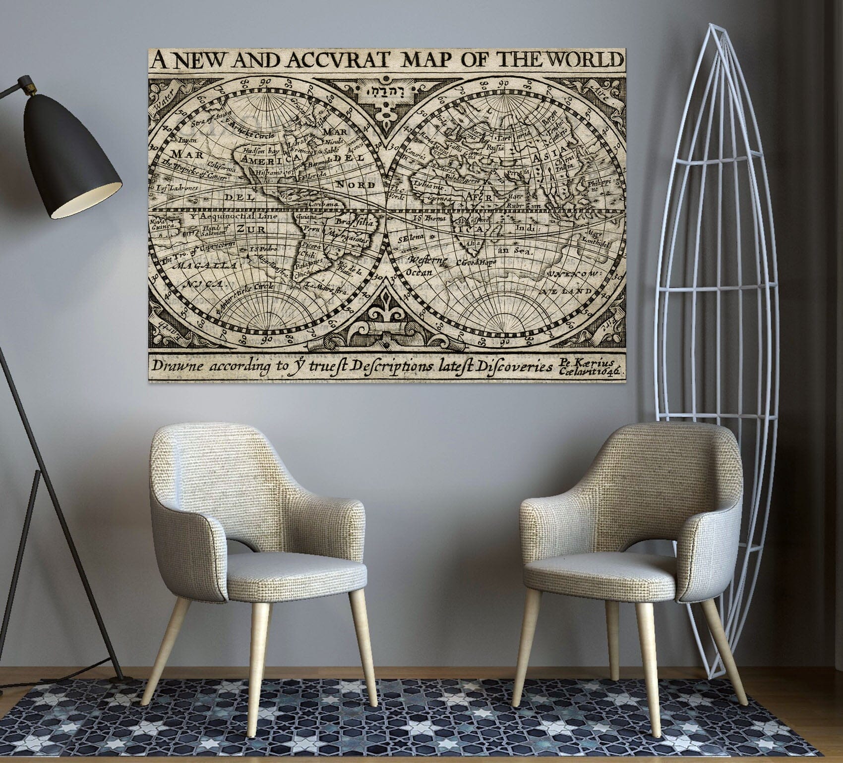 3D Globe Lines 125 World Map Wall Sticker Wallpaper AJ Wallpaper 2 