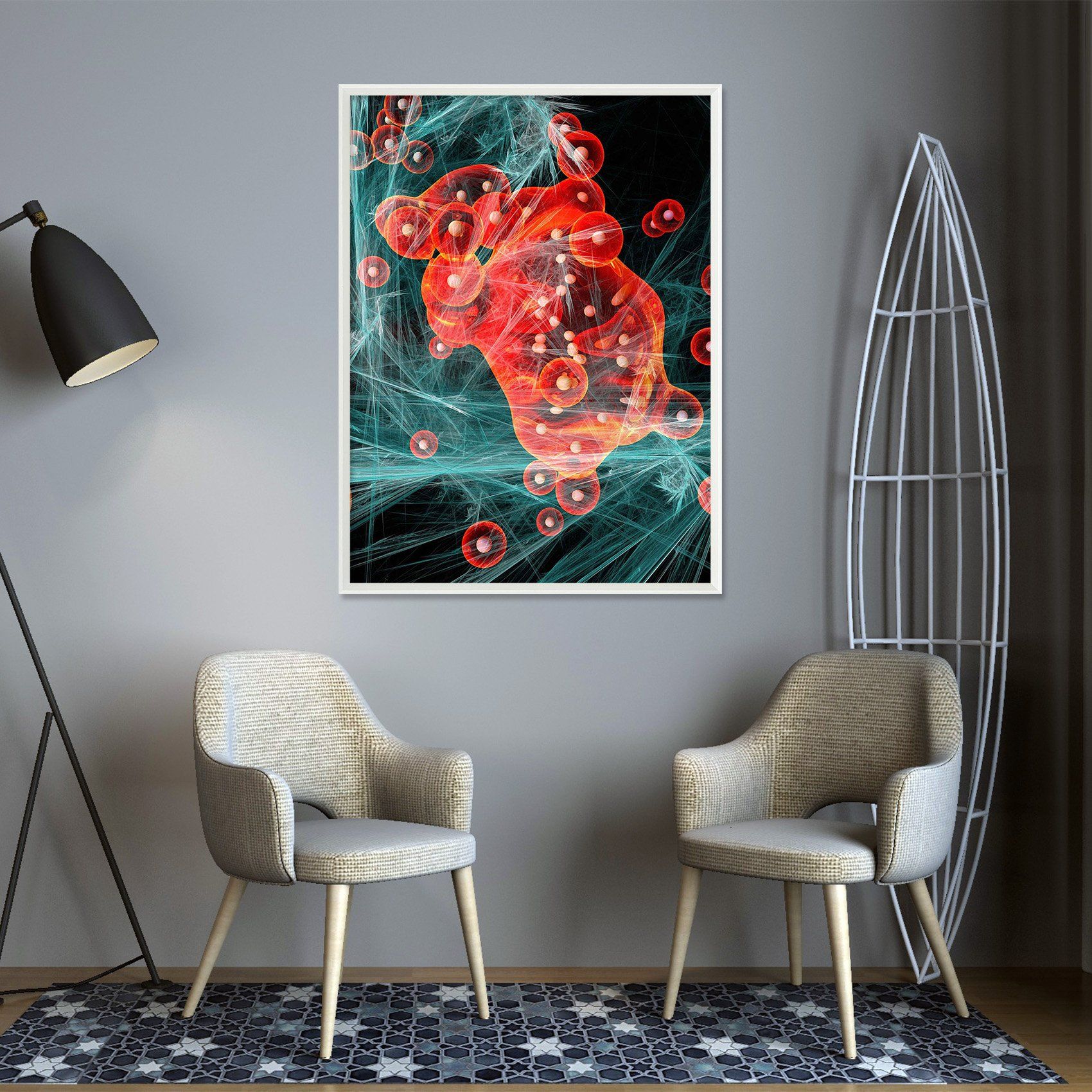 3D Red Cell 075 Fake Framed Print Painting Wallpaper AJ Creativity Home 
