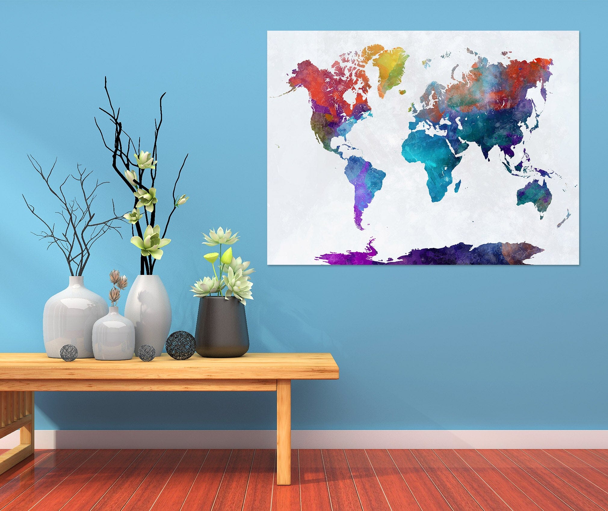 3D Vibrant Colors 113 World Map Wall Sticker Wallpaper AJ Wallpaper 2 