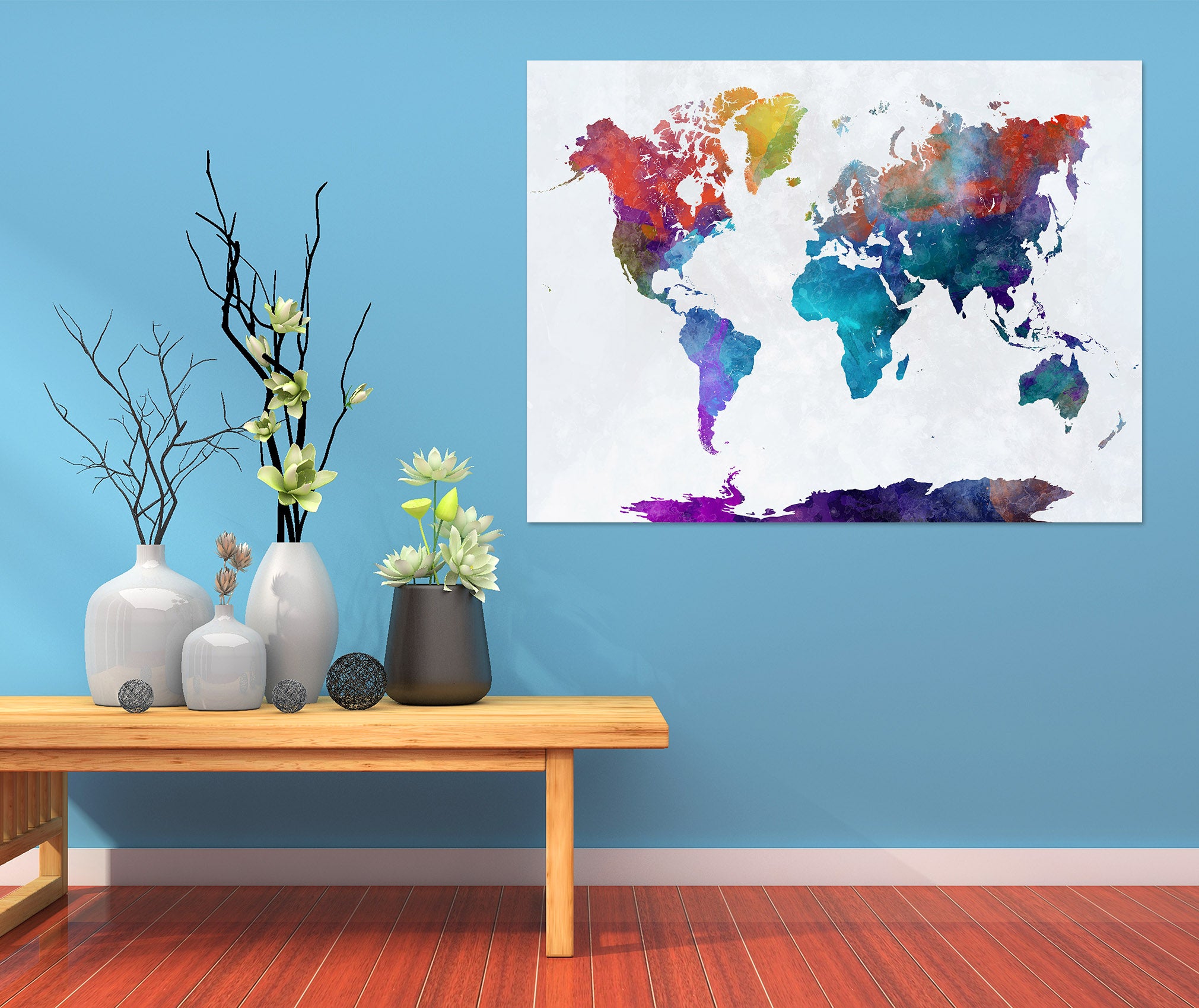 3D Vibrant Colors 113 World Map Wall Sticker