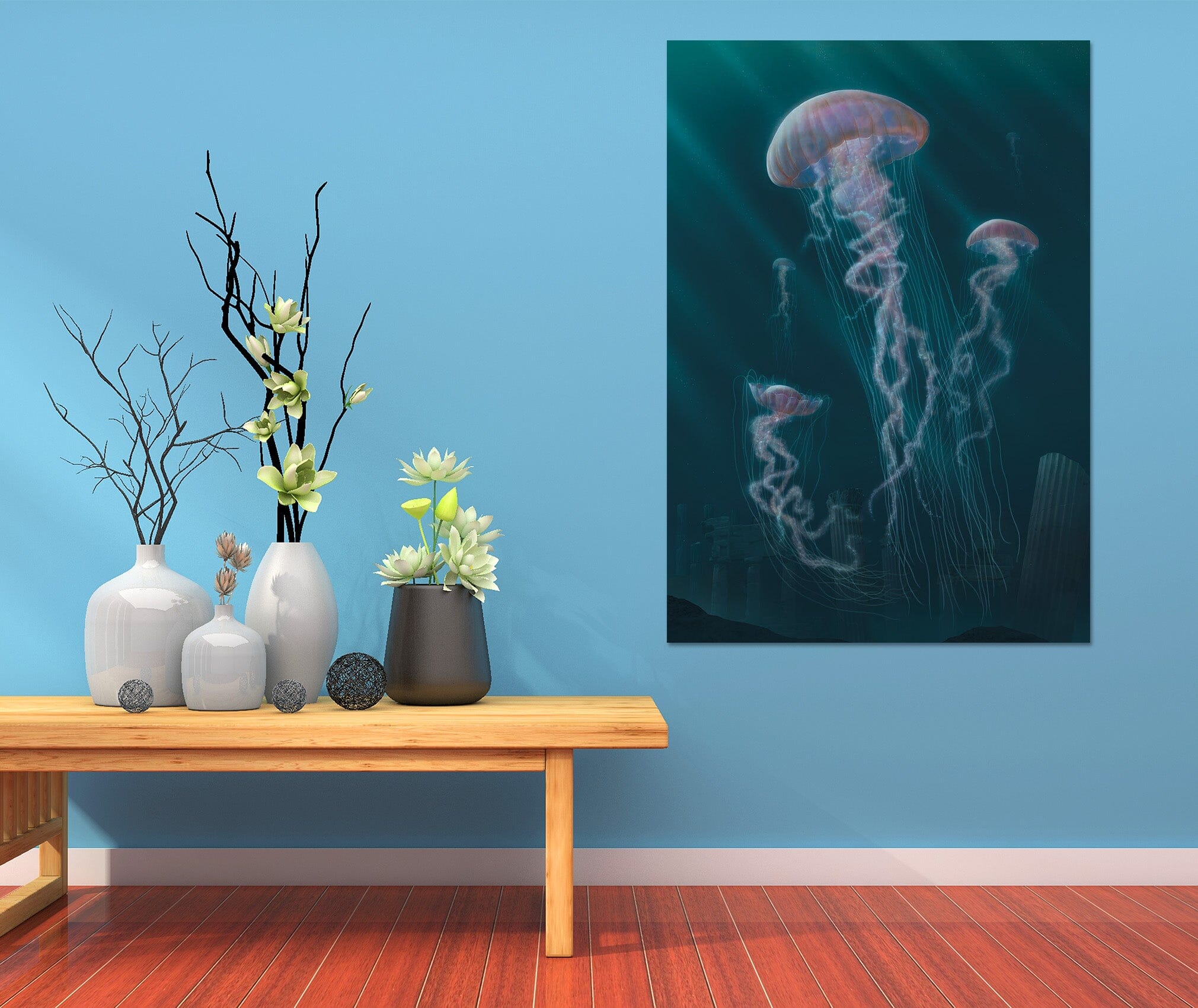 3D Jellyfish Def 046 Vincent Hie Wall Sticker Wallpaper AJ Wallpaper 2 