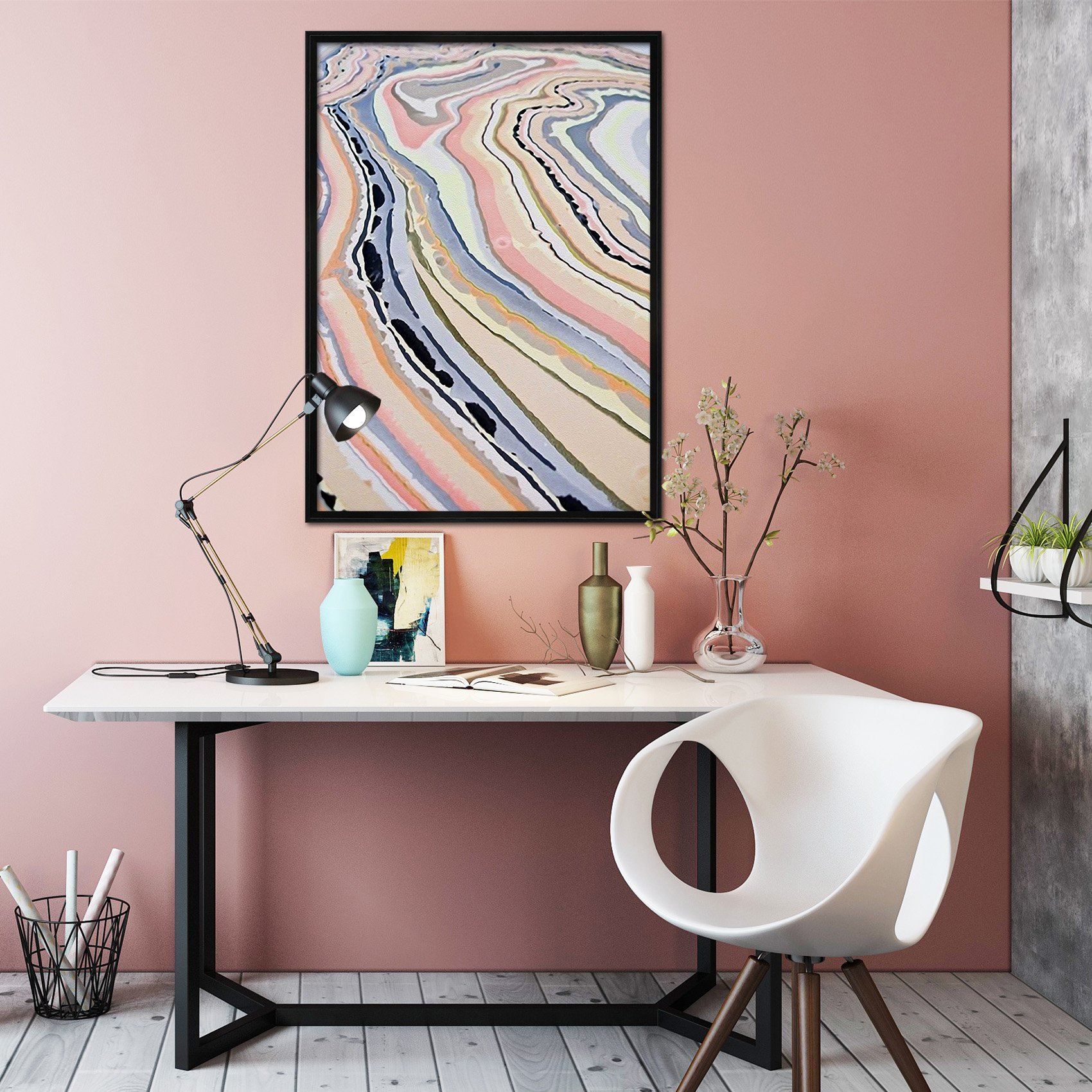 3D Color Wave 078 Fake Framed Print Painting Wallpaper AJ Creativity Home 