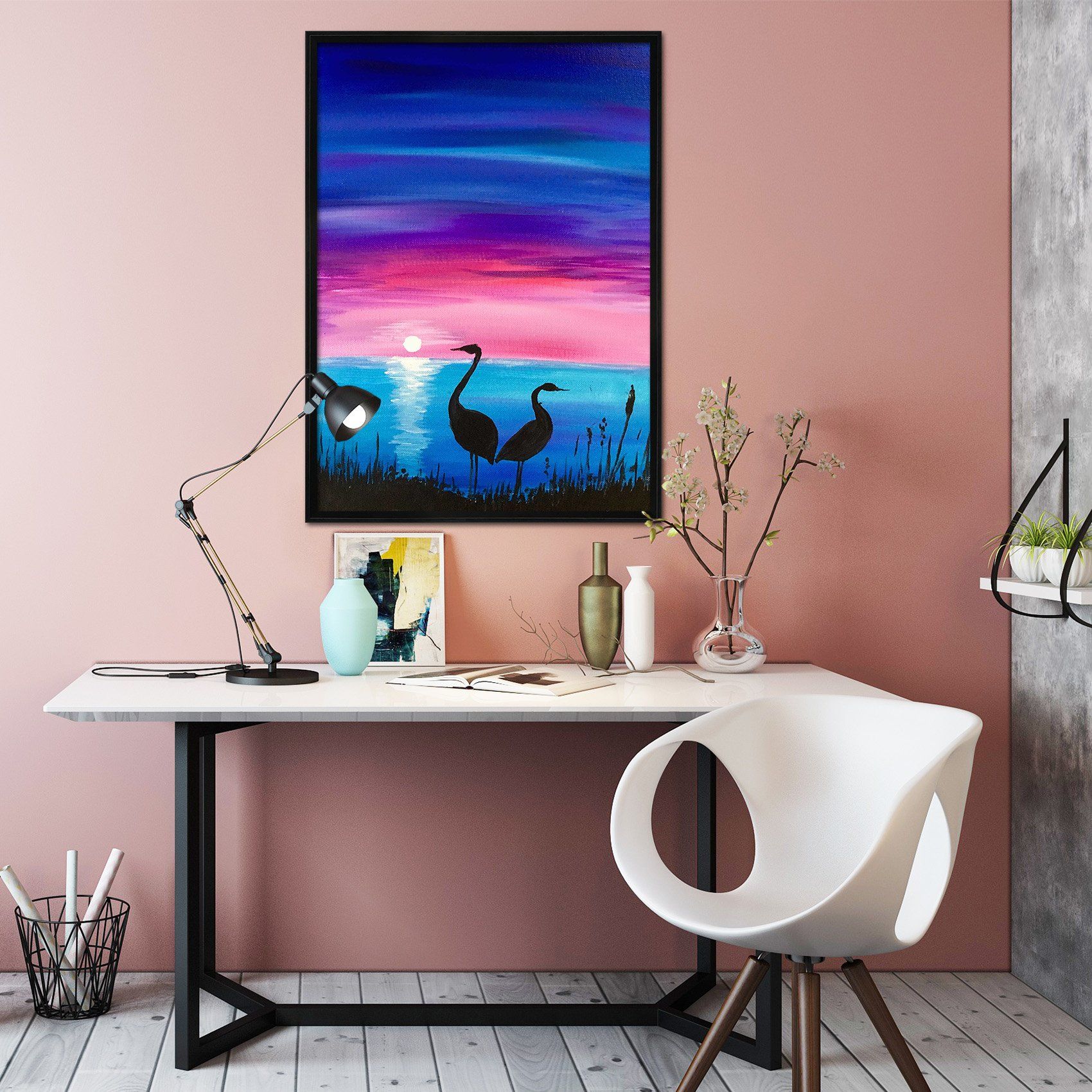 3D Moonlight Swan 100 Fake Framed Print Painting Wallpaper AJ Creativity Home 