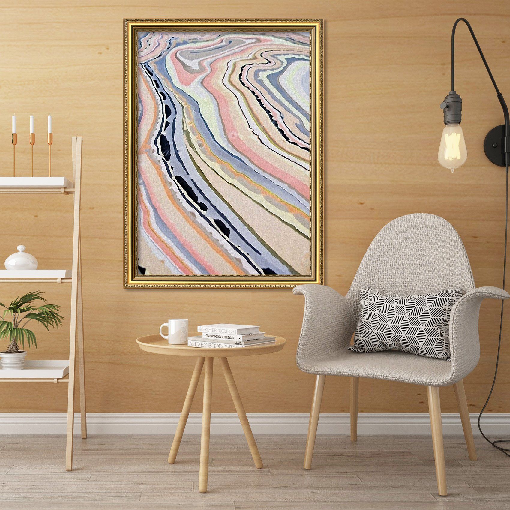 3D Color Wave 078 Fake Framed Print Painting Wallpaper AJ Creativity Home 