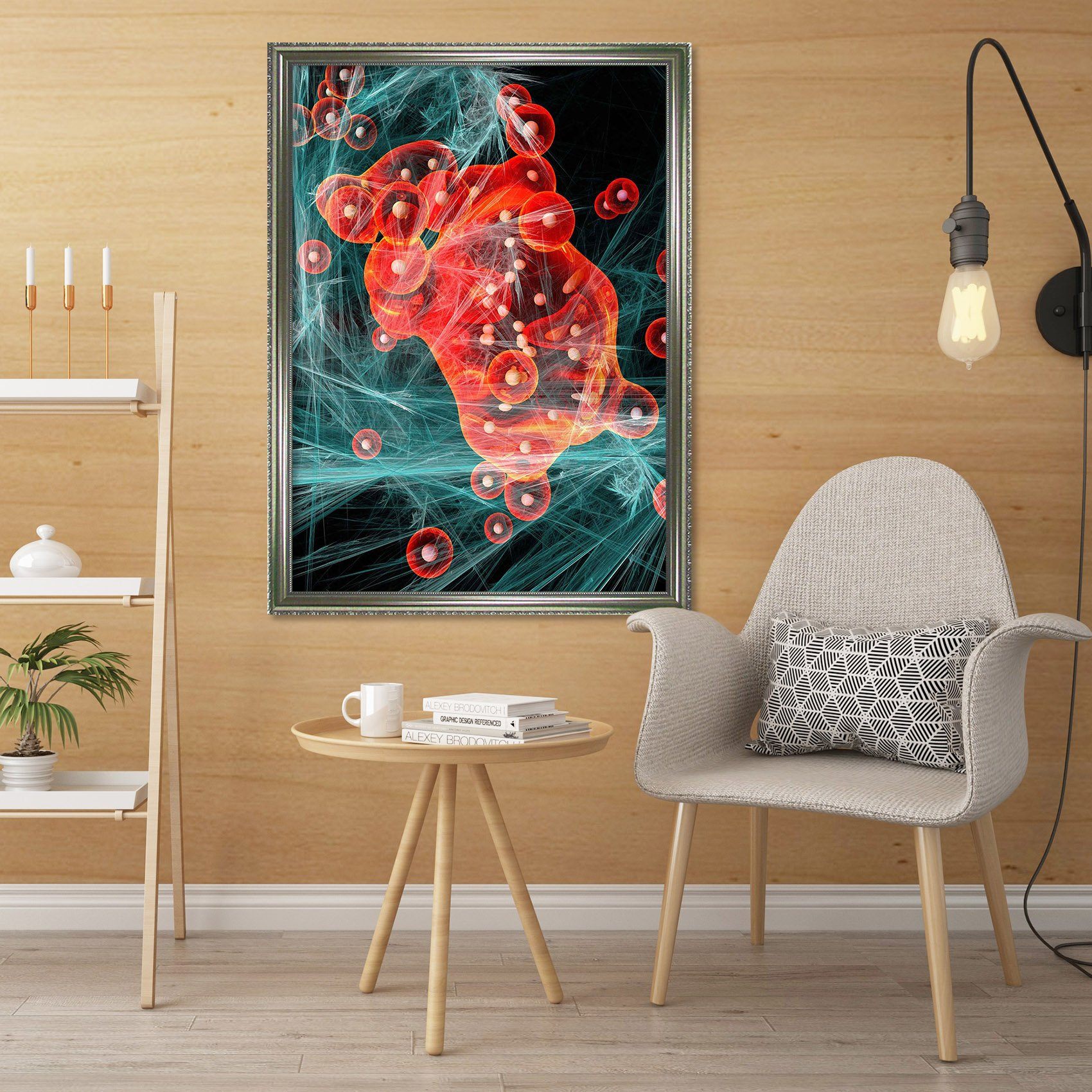 3D Red Cell 075 Fake Framed Print Painting Wallpaper AJ Creativity Home 