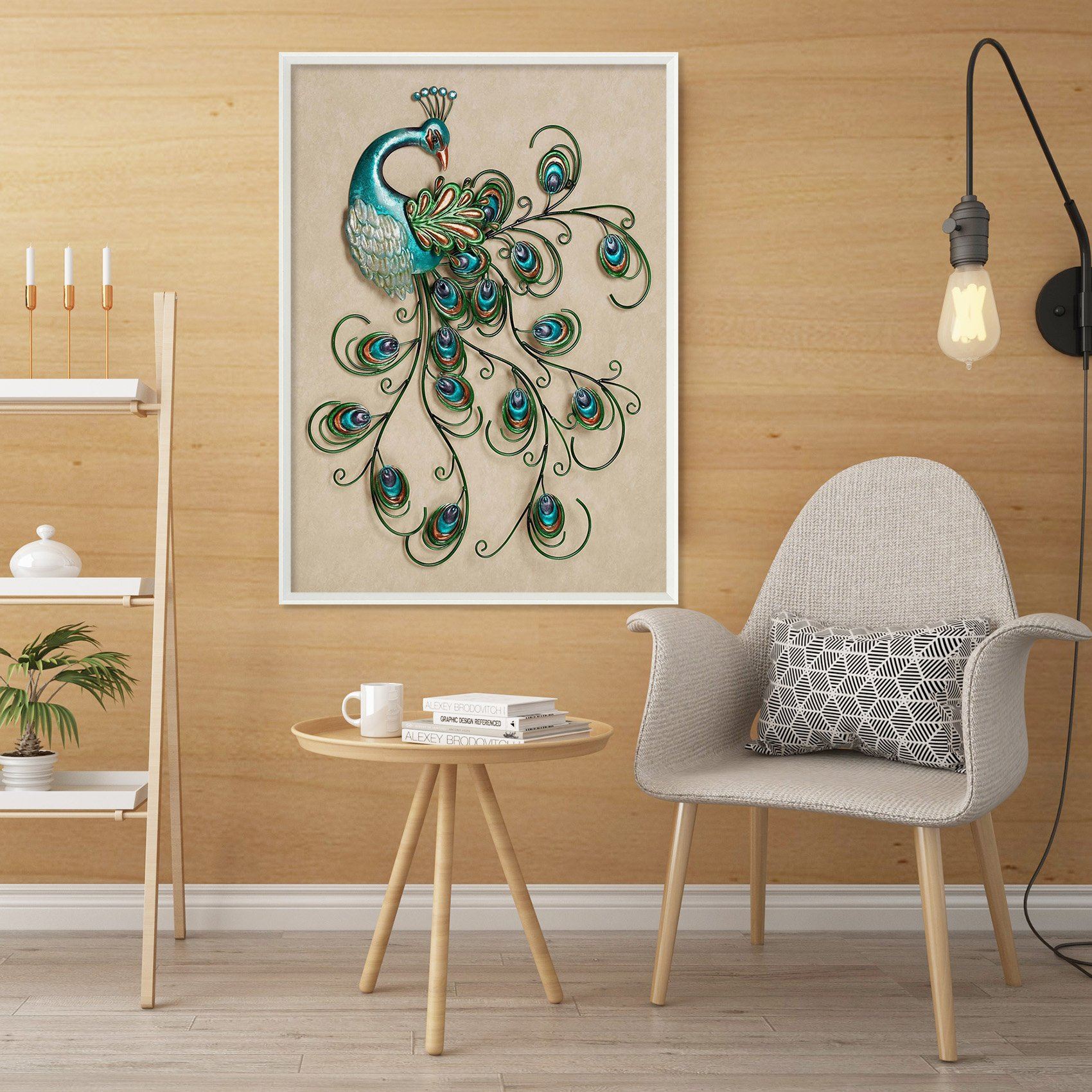 3D Beautiful Peacock 069 Fake Framed Print Painting Wallpaper AJ Creativity Home 