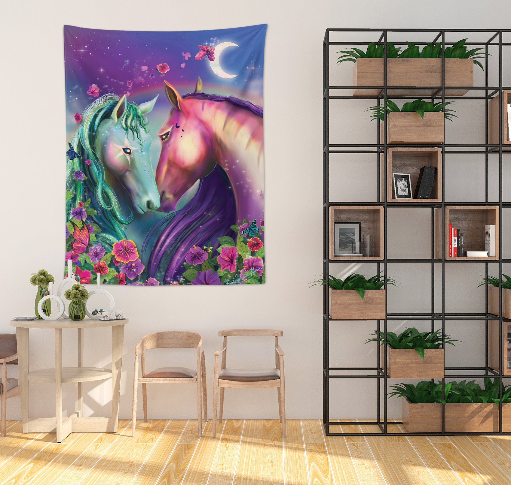 3D Romantic Horse 5220 Rose Catherine Khan Tapestry Hanging Cloth Hang