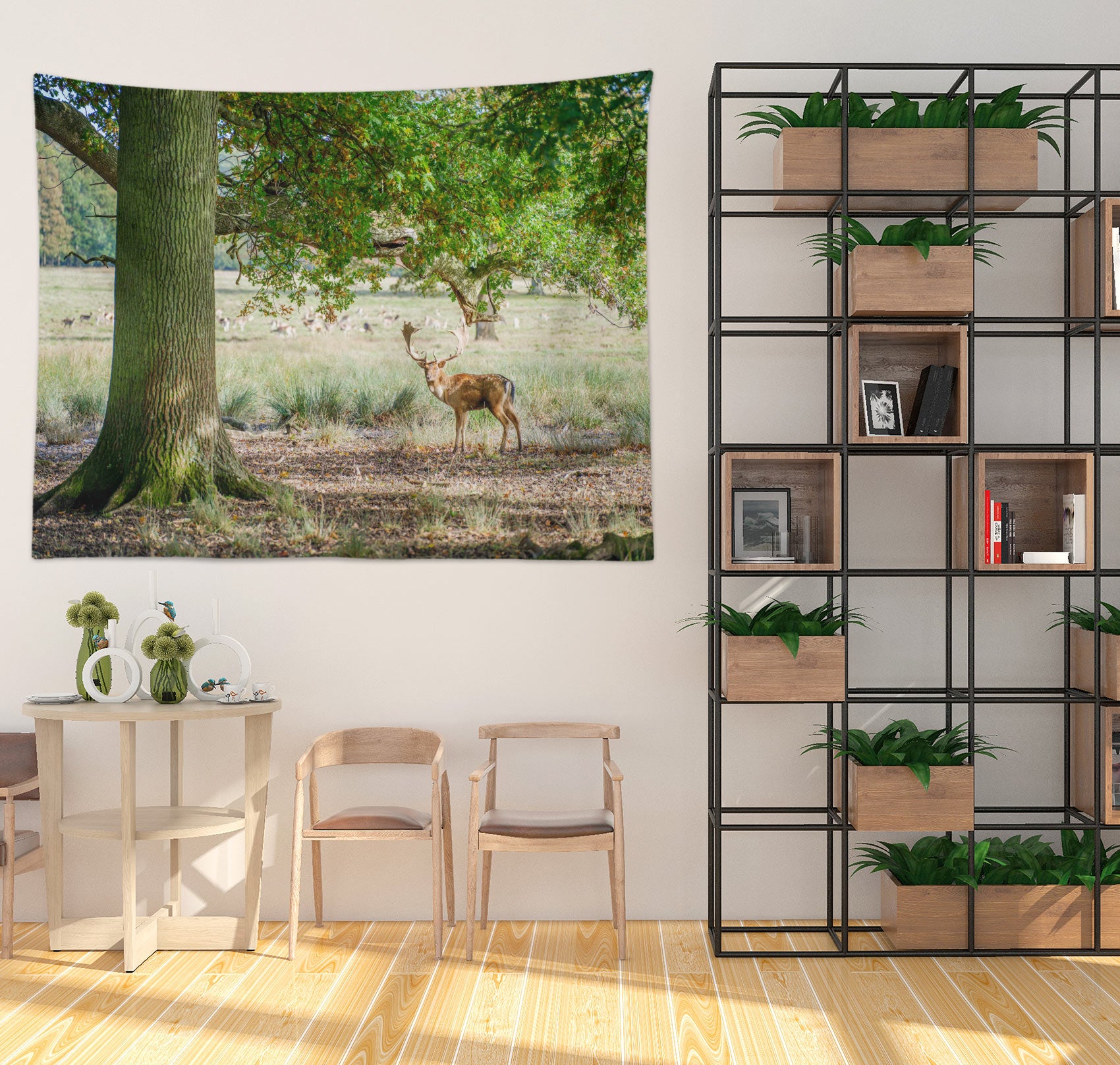 3D Big Tree Deer 116141 Assaf Frank Tapestry Hanging Cloth Hang