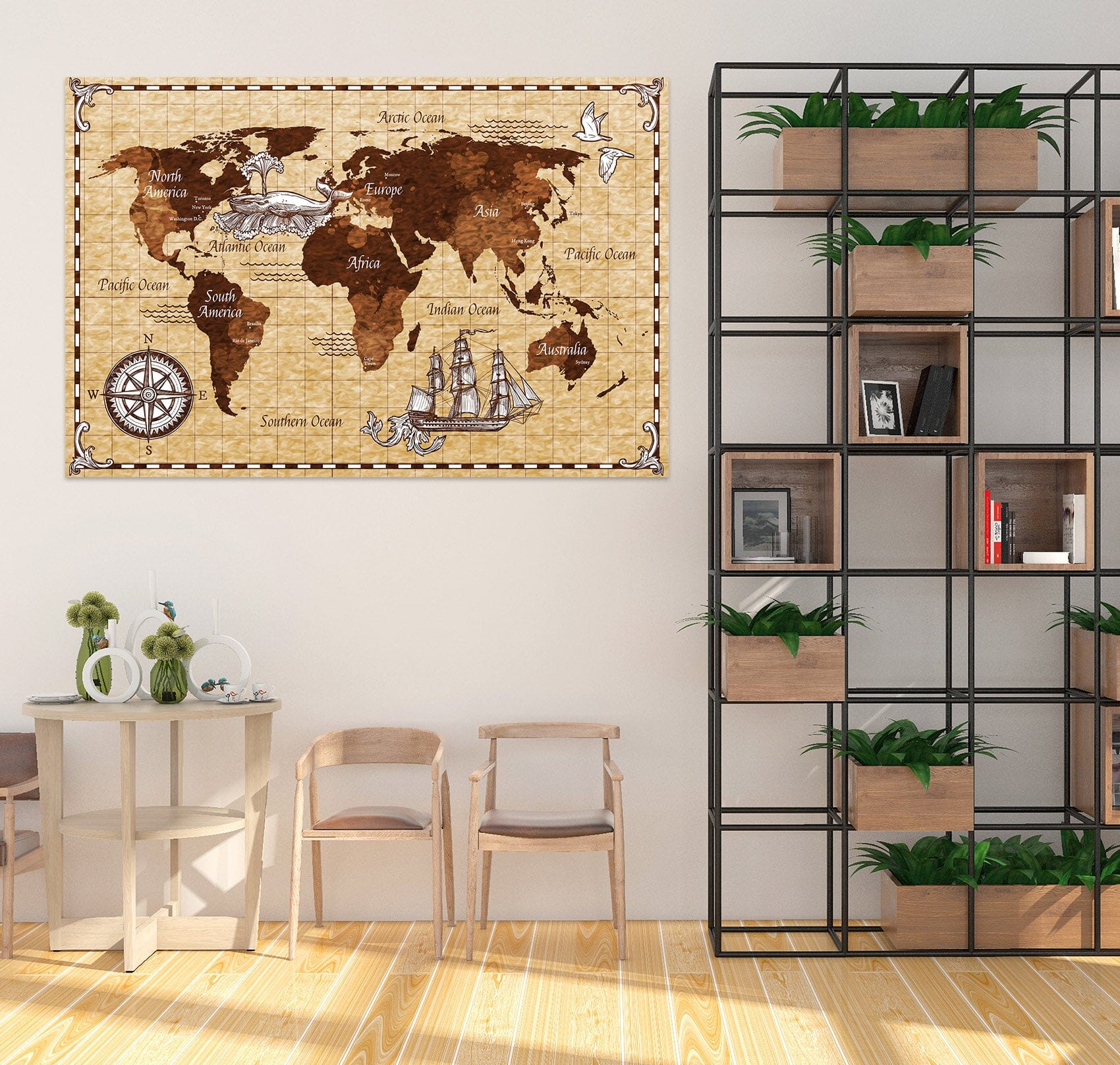 3D Nautical Pattern 290 World Map Wall Sticker Wallpaper AJ Wallpaper 2 