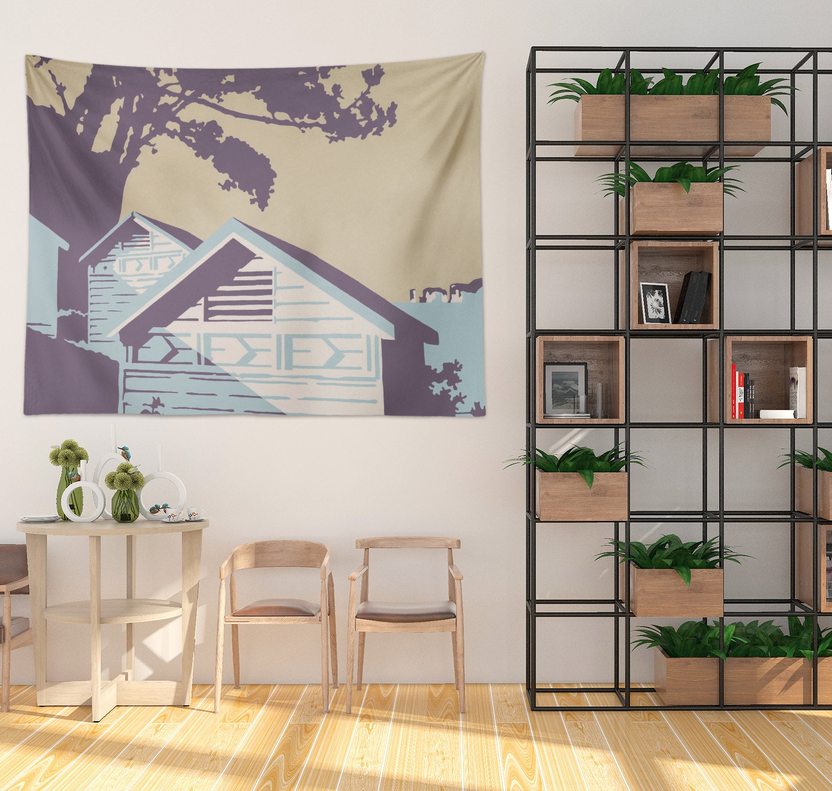 3D Blue House 1013 Steve Read Tapestry Hanging Cloth Hang