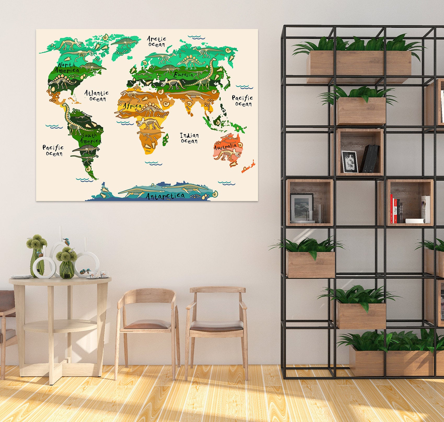 3D Seven Oceans 250 World Map Wall Sticker