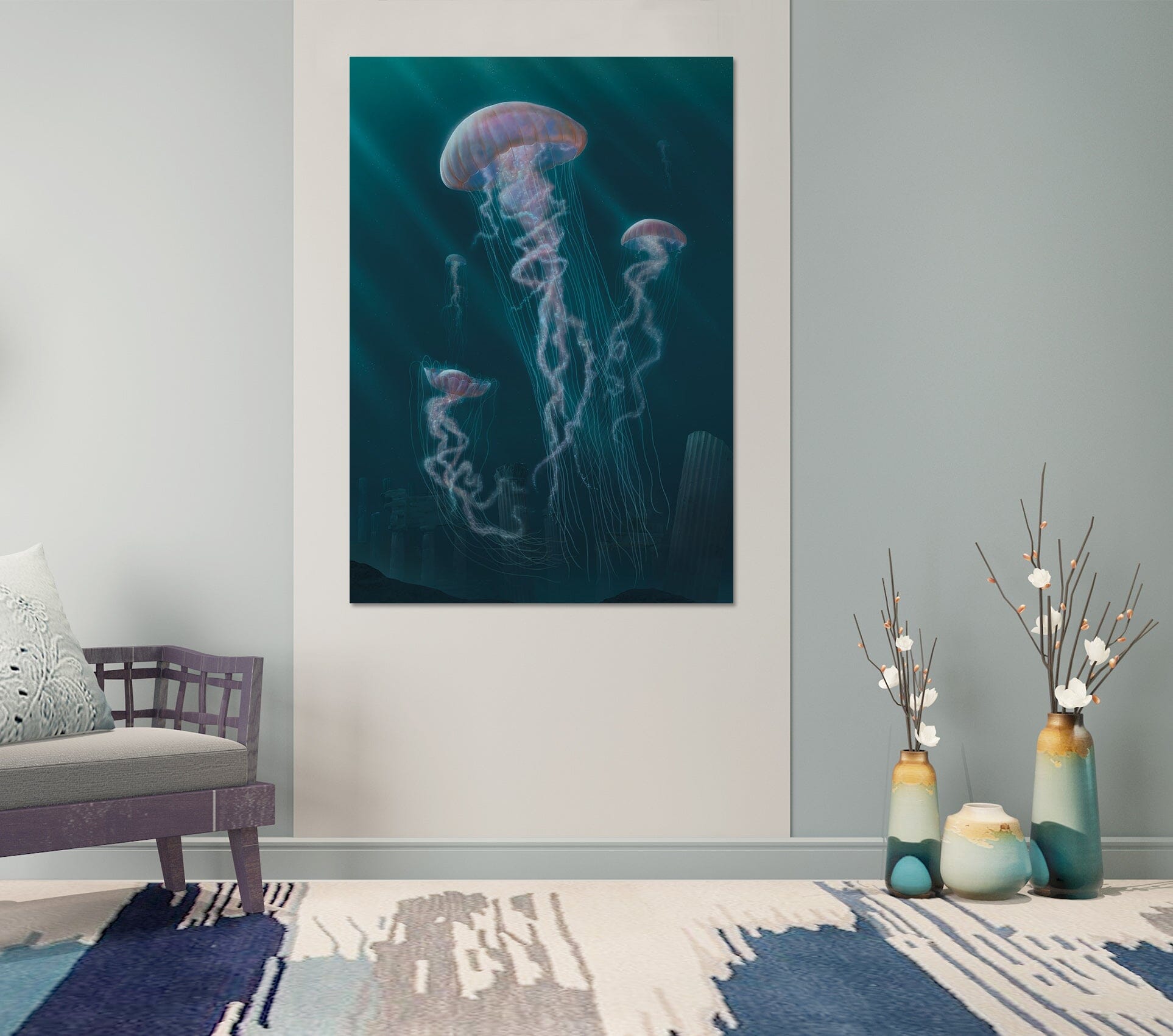 3D Jellyfish Def 046 Vincent Hie Wall Sticker Wallpaper AJ Wallpaper 2 