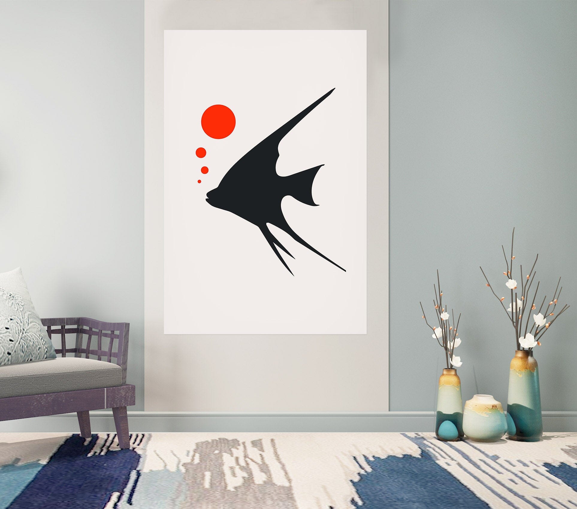 3D Black Fish 116 Boris Draschoff Wall Sticker Wallpaper AJ Wallpaper 2 