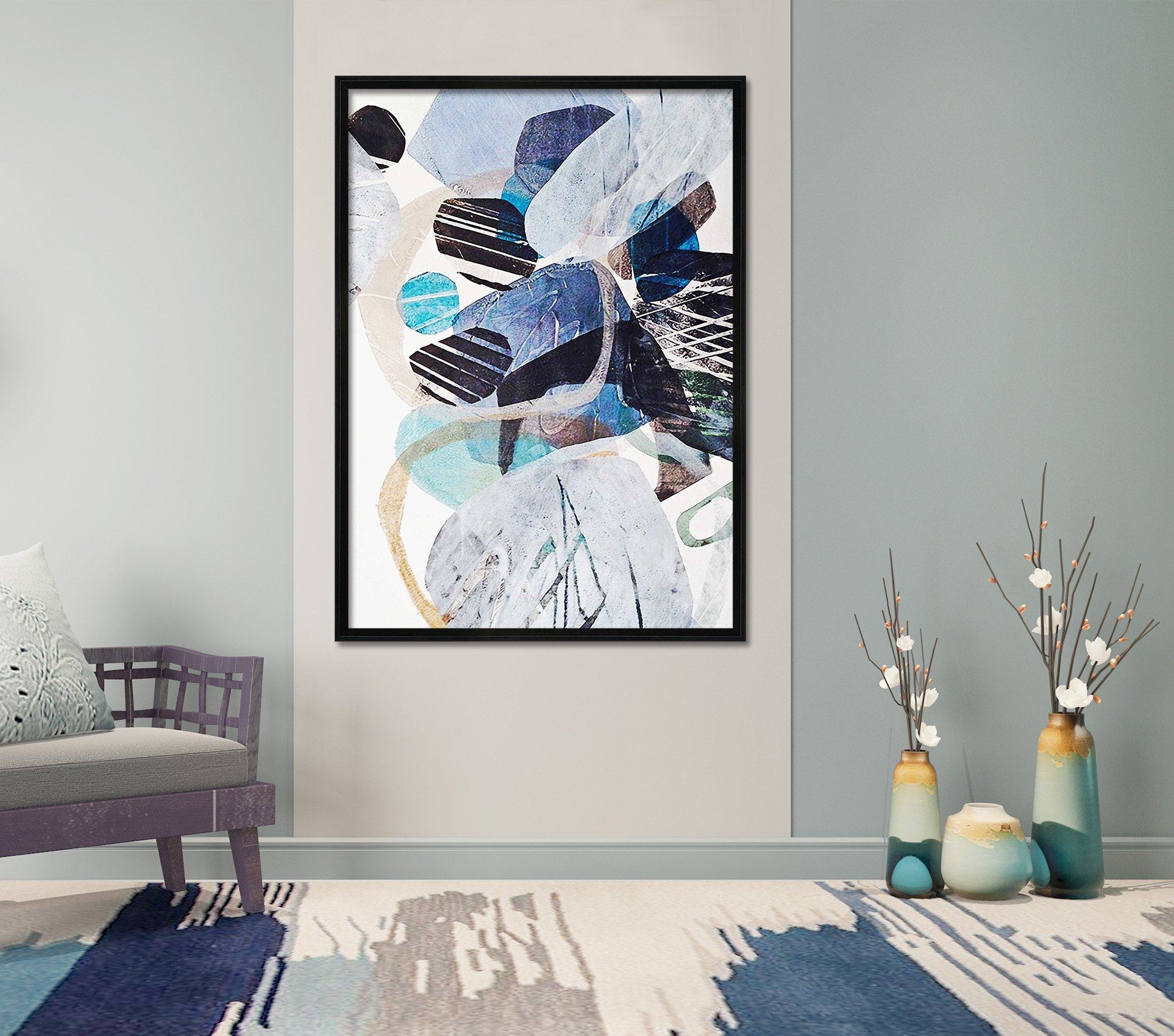 3D Abstract Painting 090 Fake Framed Print Painting Wallpaper AJ Creativity Home 