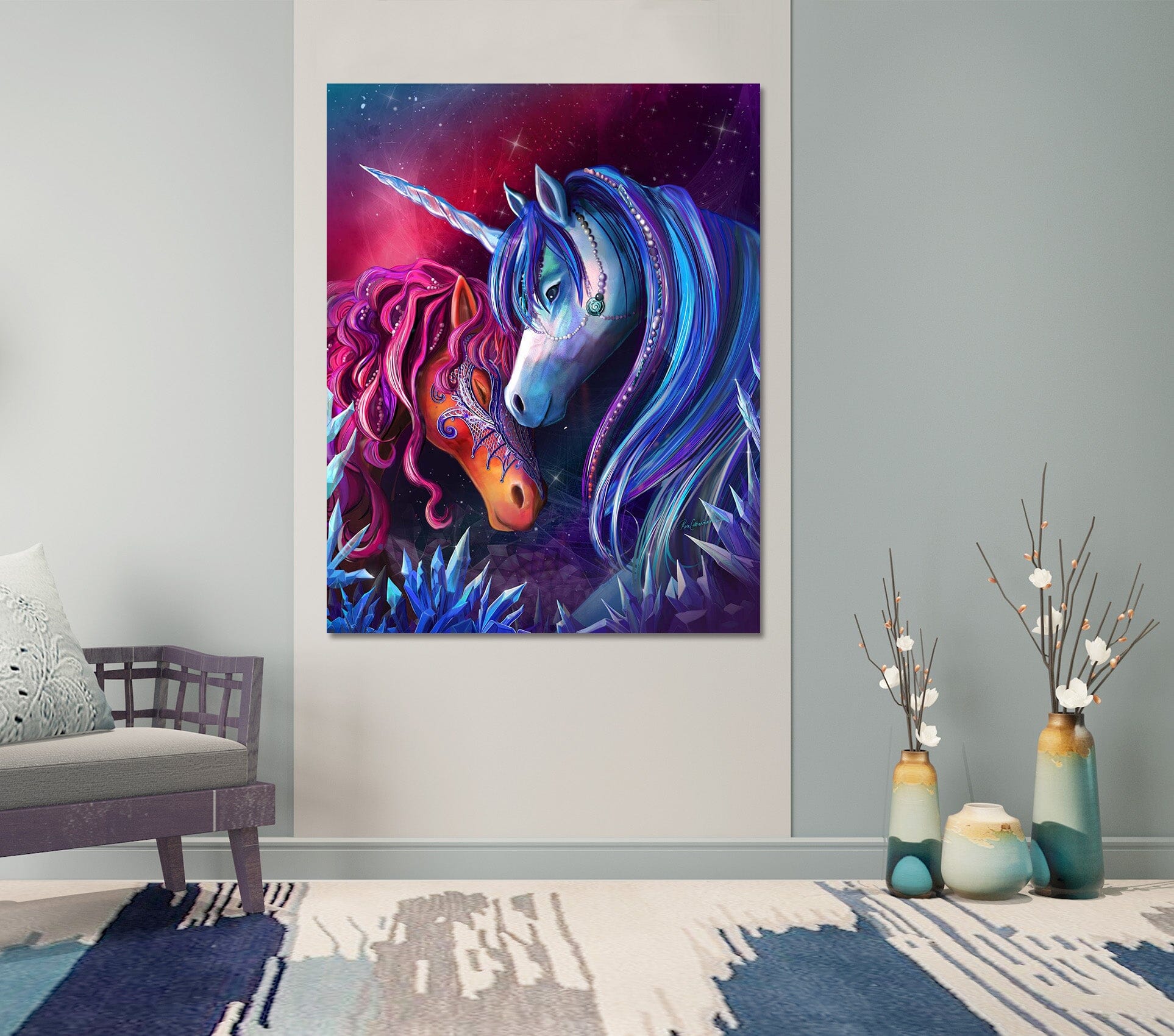3D Crystal Unicorn 002 Rose Catherine Khan Wall Sticker Wallpaper AJ Wallpaper 2 