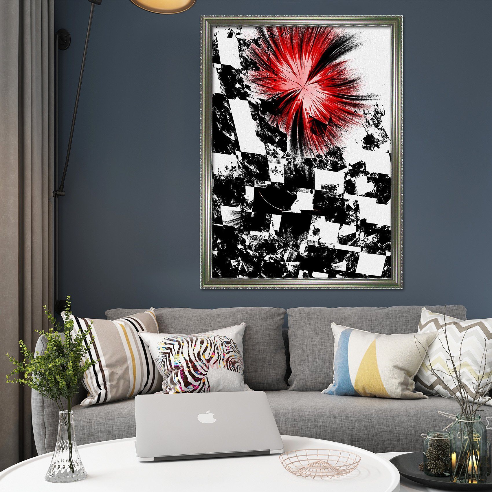 3D Red Flower 131 Fake Framed Print Painting Wallpaper AJ Creativity Home 