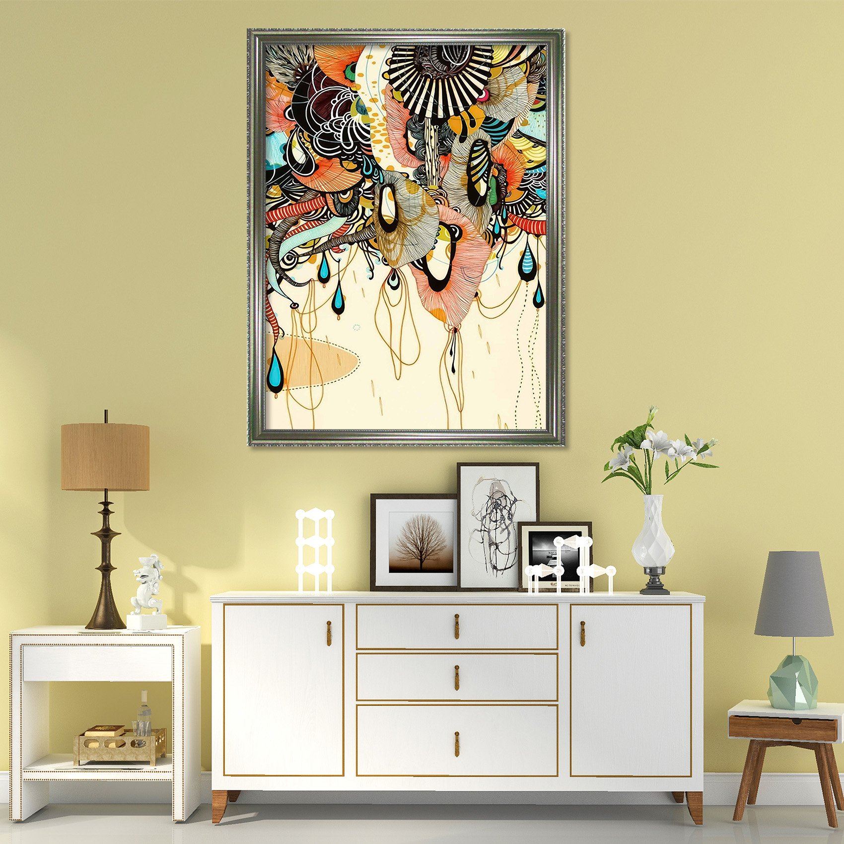 3D Color Pattern 086 Fake Framed Print Painting Wallpaper AJ Creativity Home 