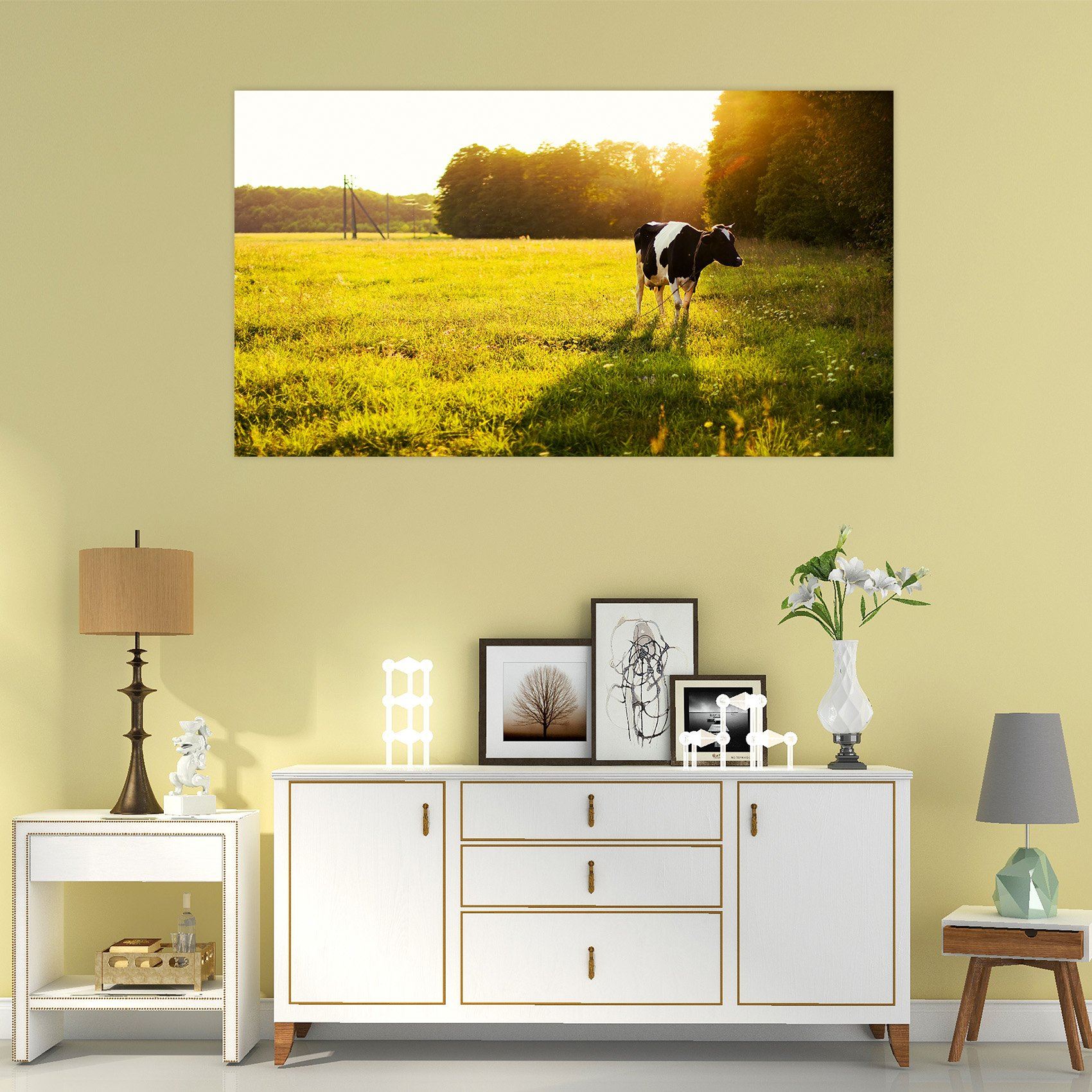 3D Prairie Sunshine Cow 99 Animal Wall Stickers Wallpaper AJ Wallpaper 2 