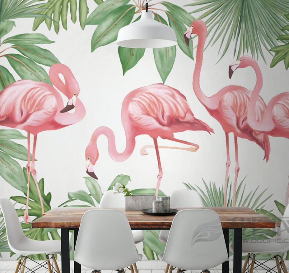 3D Elegant Flamingo WG305 Wall Murals