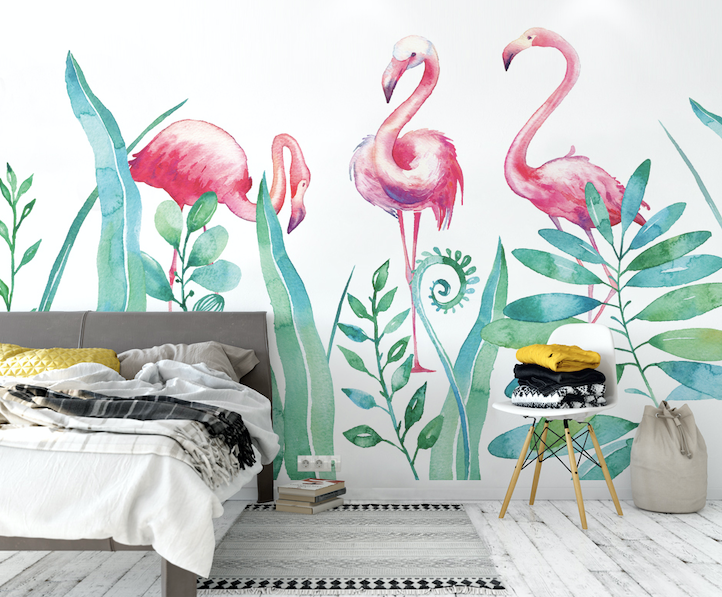 3D Flamingo Grass WG241 Wall Murals