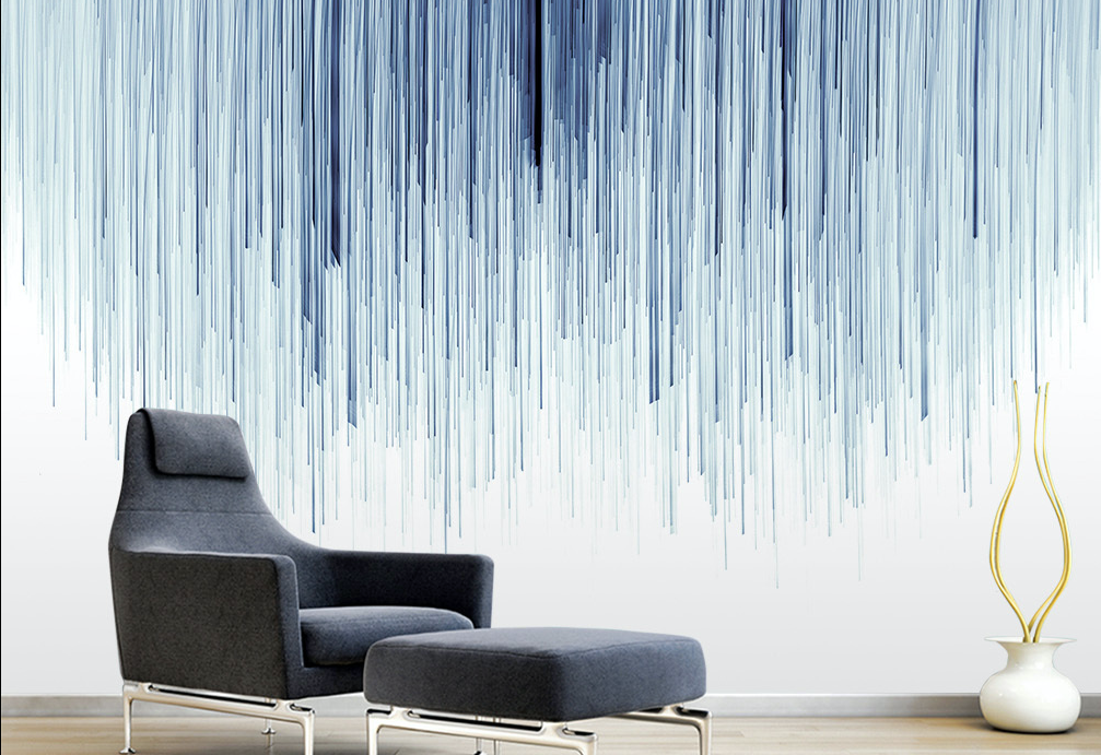 3D Blue Lines WG301 Wall Murals