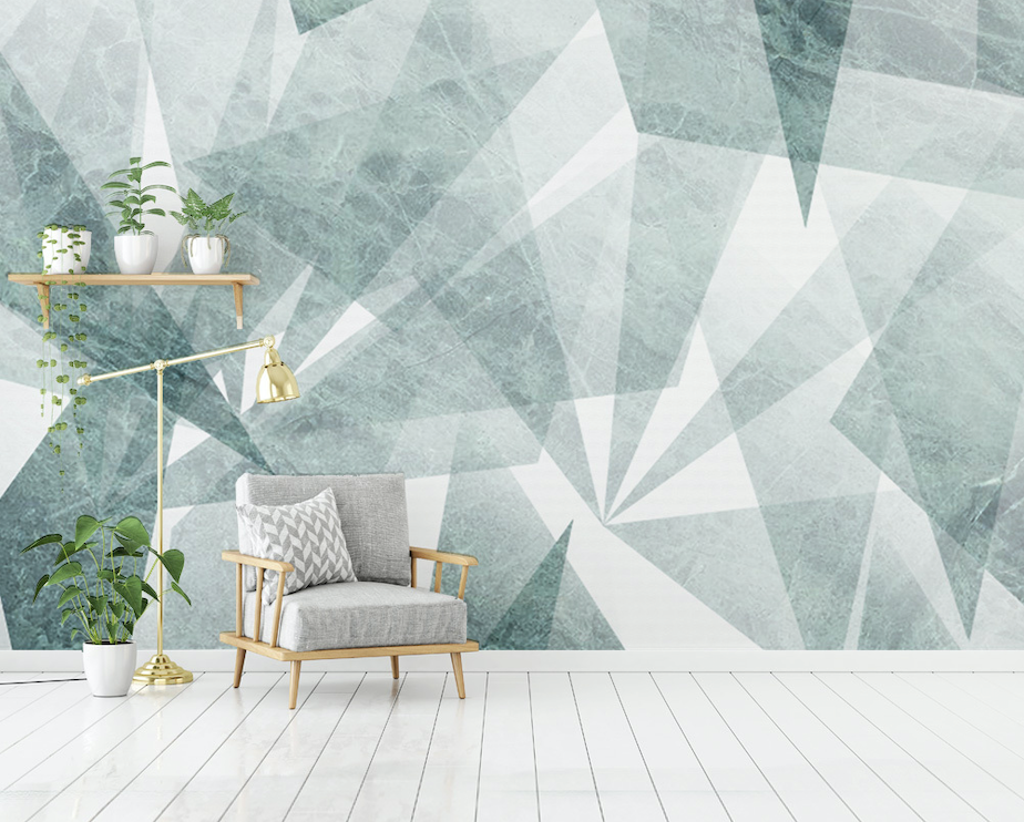 3D Transparent Green Triangle WG057 Wall Murals