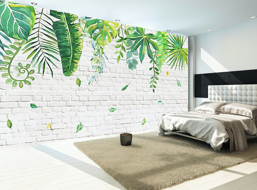3D Green Vine Leaves WG110 Wall Murals
